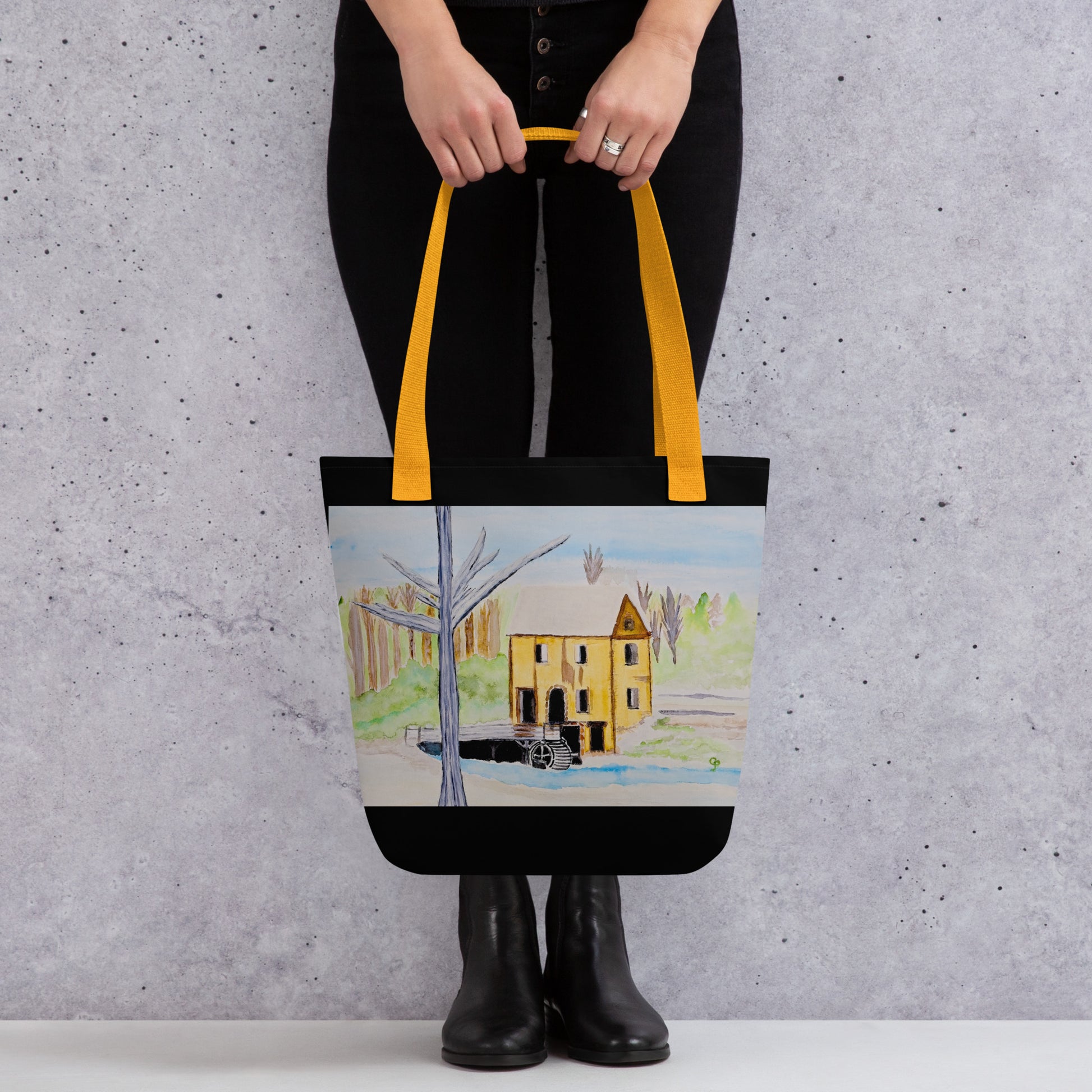 Tote bag with original watercolor artwork, featuring a spacious interior, sturdy straps, and lightweight design—perfect for travel, overnight stays, or stylish carry-on use.
