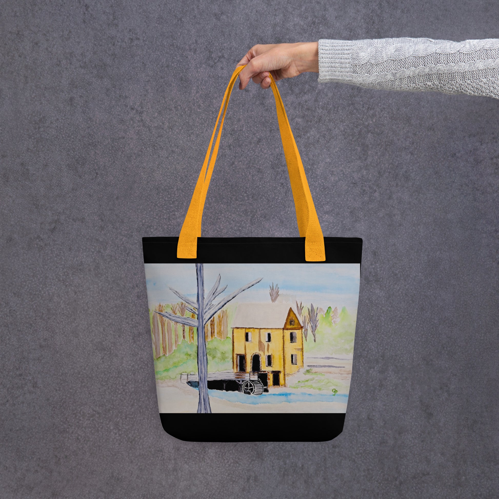 Tote bag with original watercolor artwork, featuring a spacious interior, sturdy straps, and lightweight design—perfect for travel, overnight stays, or stylish carry-on use.