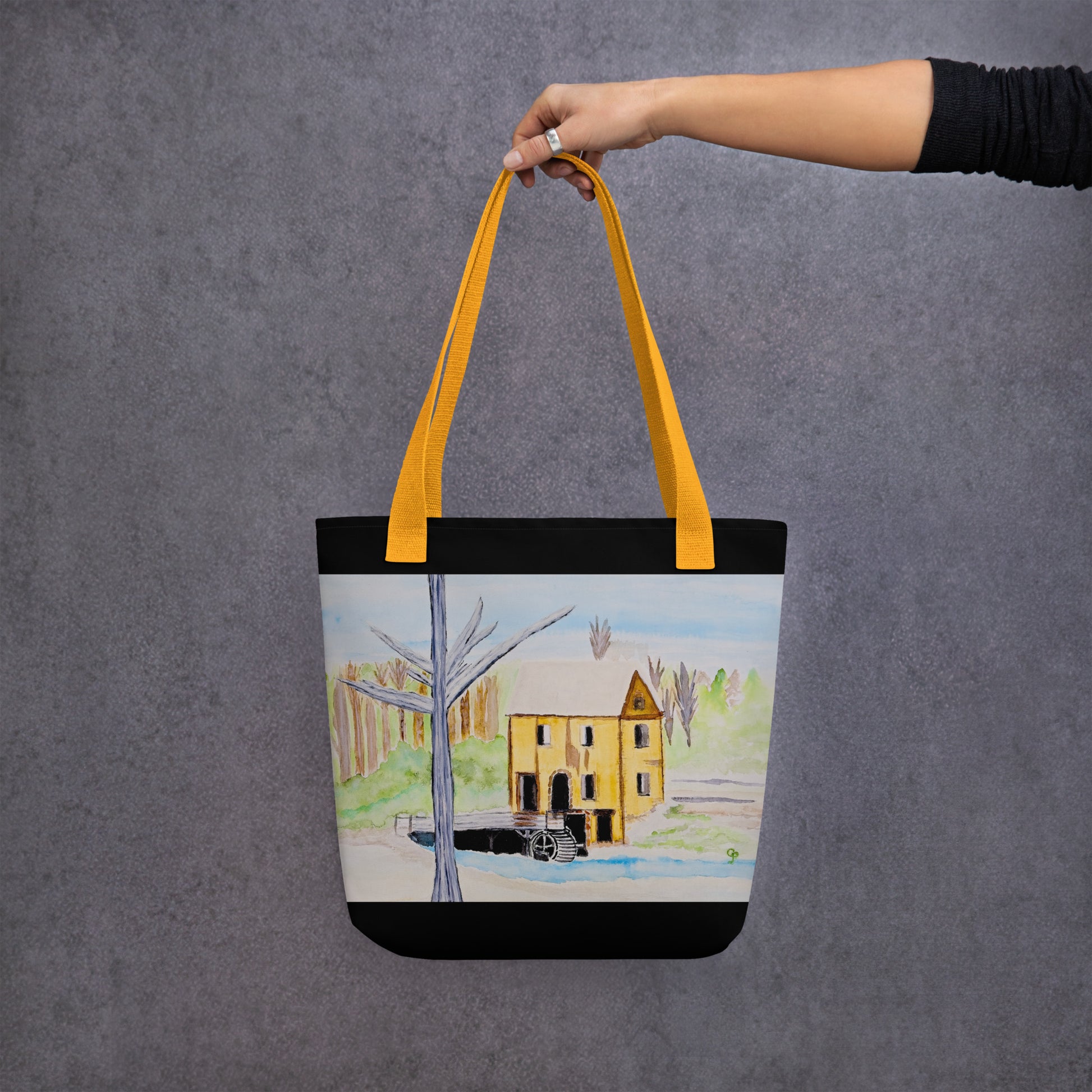 Tote bag with original watercolor artwork, featuring a spacious interior, sturdy straps, and lightweight design—perfect for travel, overnight stays, or stylish carry-on use.