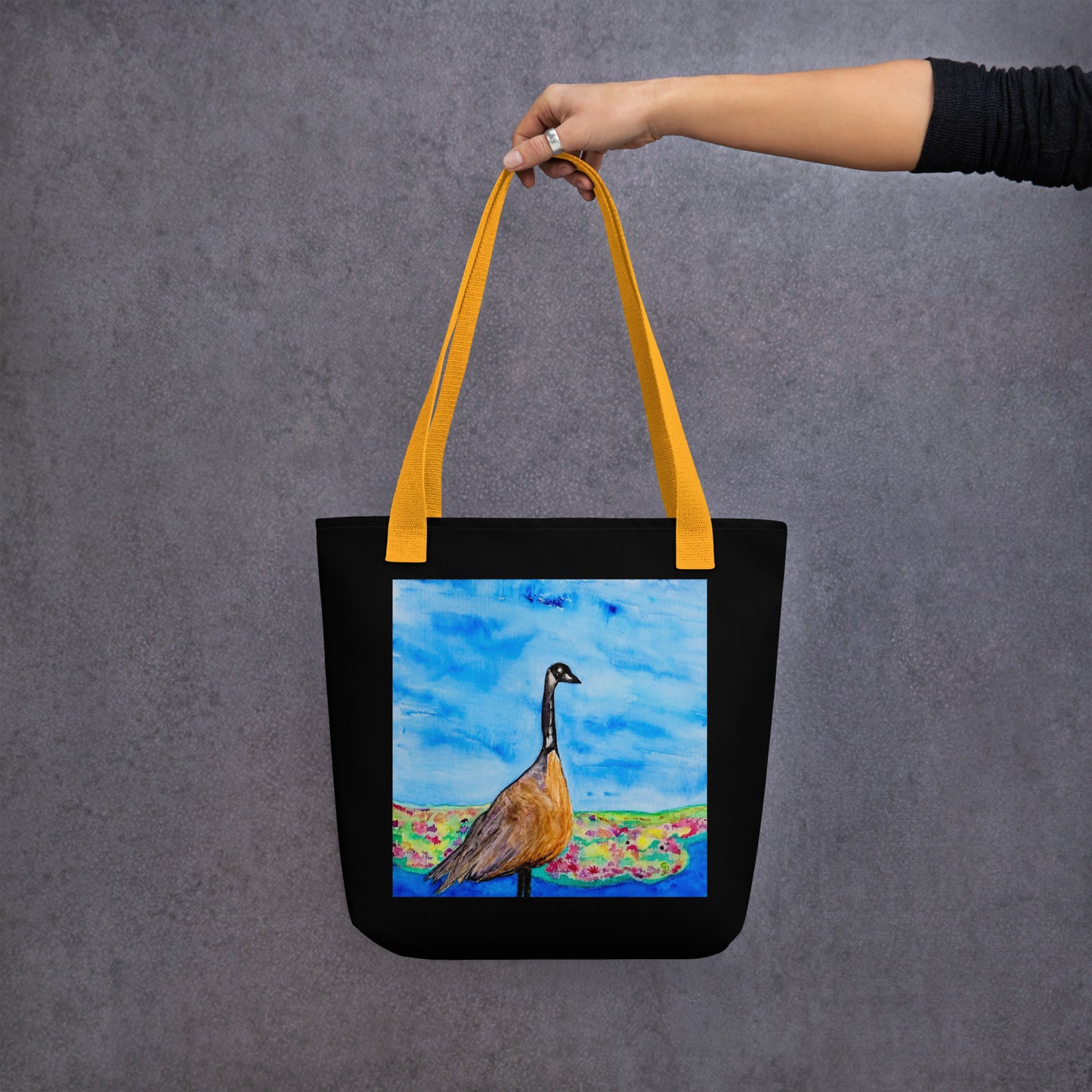 Tote bag with original watercolor artwork, featuring a spacious interior, sturdy straps, and lightweight design—perfect for travel, overnight stays, or stylish carry-on use.