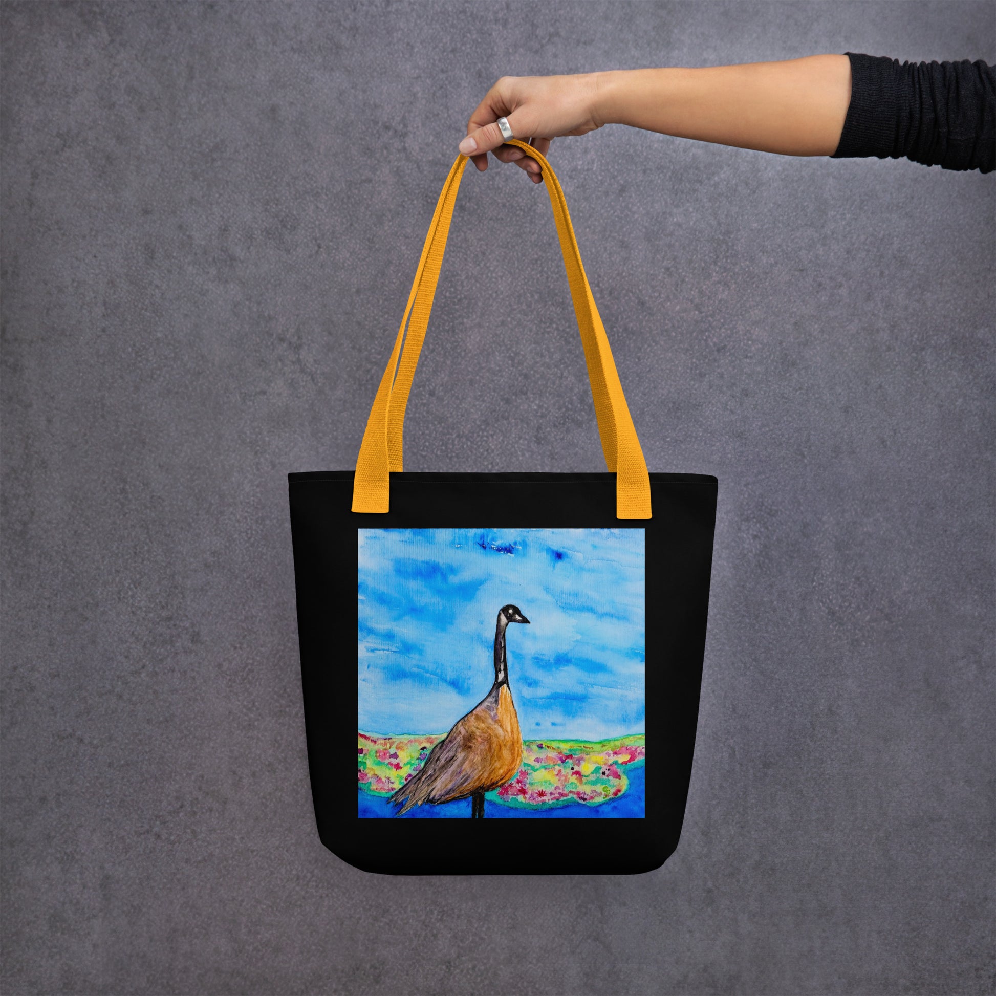 Tote bag with original watercolor artwork, featuring a spacious interior, sturdy straps, and lightweight design—perfect for travel, overnight stays, or stylish carry-on use.