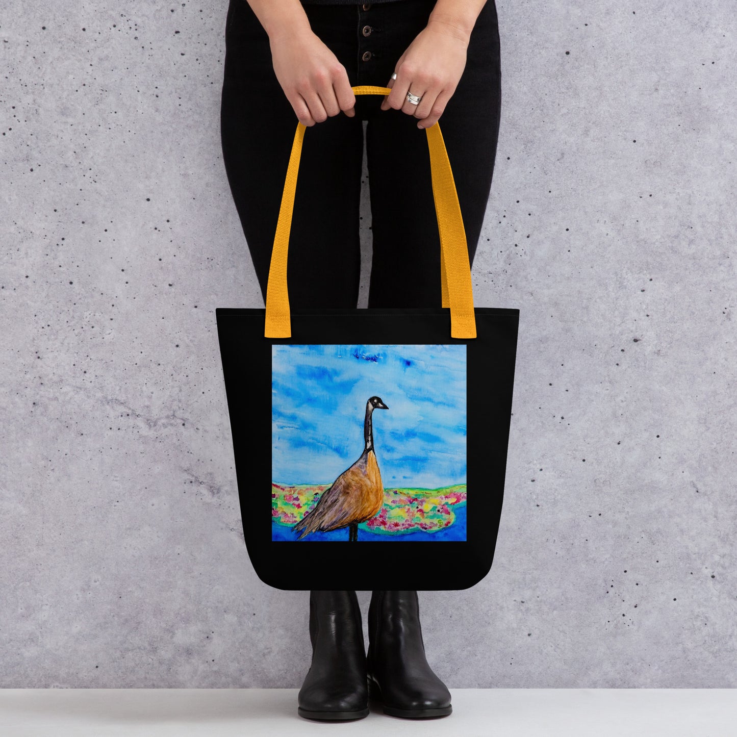 Tote bag with original watercolor artwork, featuring a spacious interior, sturdy straps, and lightweight design—perfect for travel, overnight stays, or stylish carry-on use.