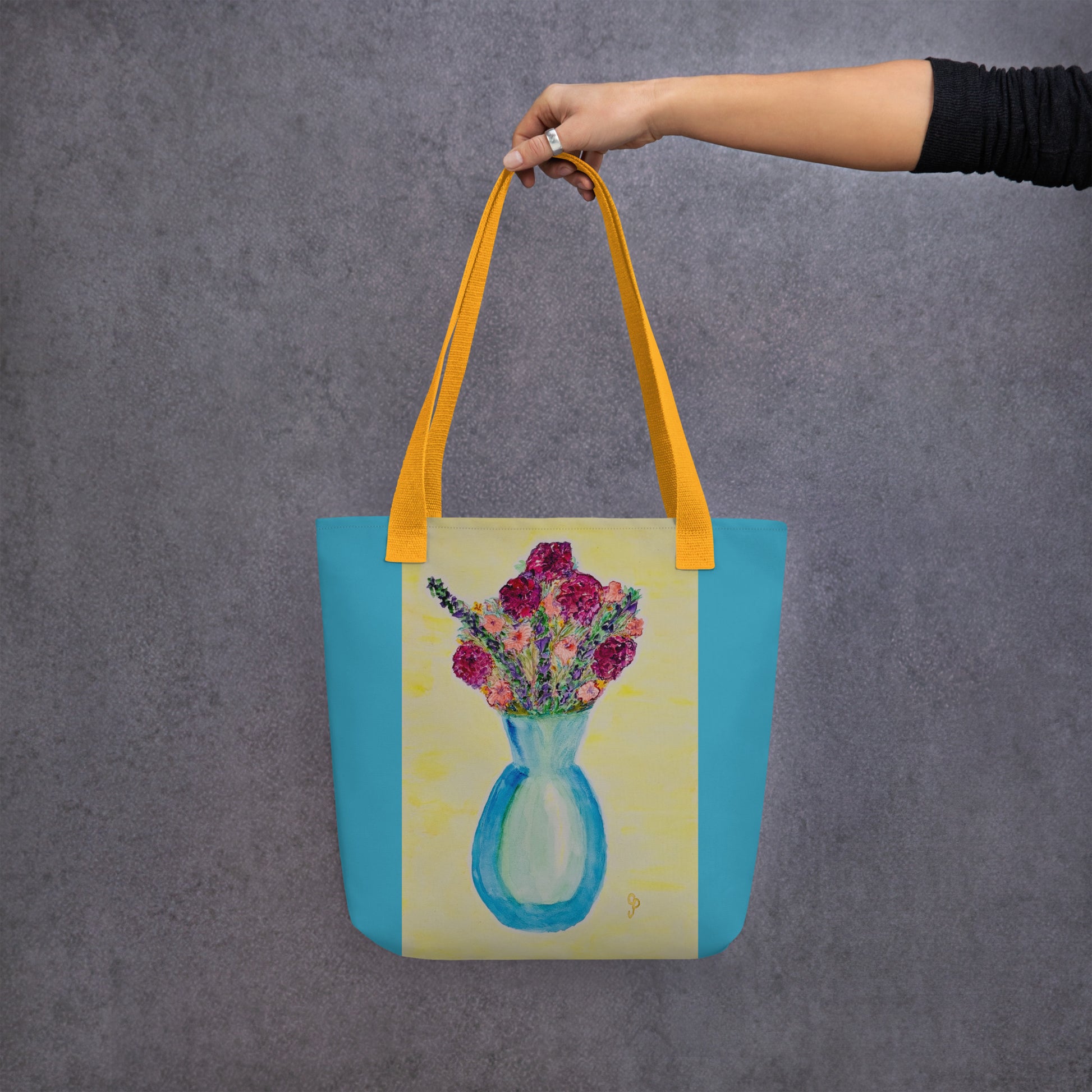 Tote bag with original watercolor artwork, featuring a spacious interior, sturdy straps, and lightweight design—perfect for travel, overnight stays, or stylish carry-on use.