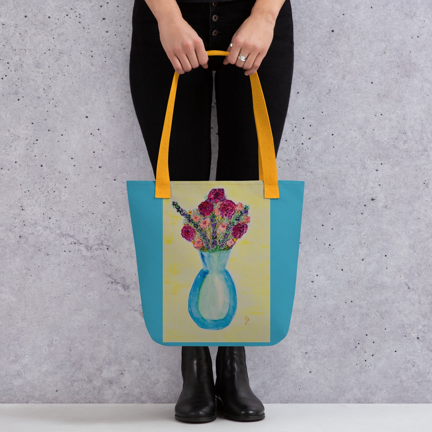Tote bag with original watercolor artwork, featuring a spacious interior, sturdy straps, and lightweight design—perfect for travel, overnight stays, or stylish carry-on use.