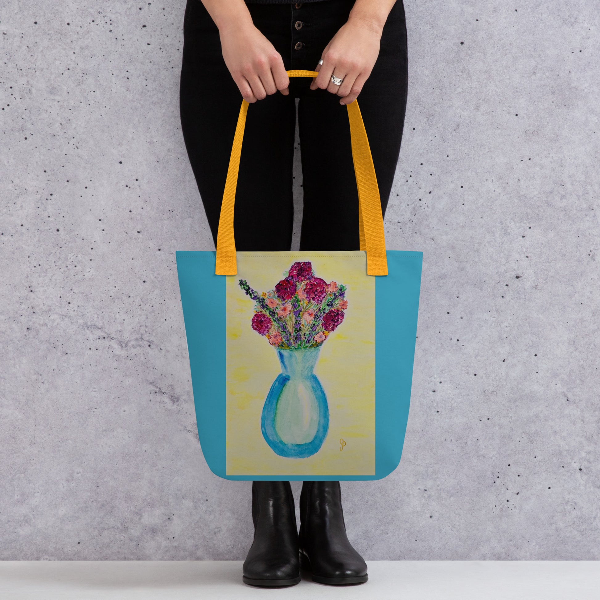 Tote bag with original watercolor artwork, featuring a spacious interior, sturdy straps, and lightweight design—perfect for travel, overnight stays, or stylish carry-on use.