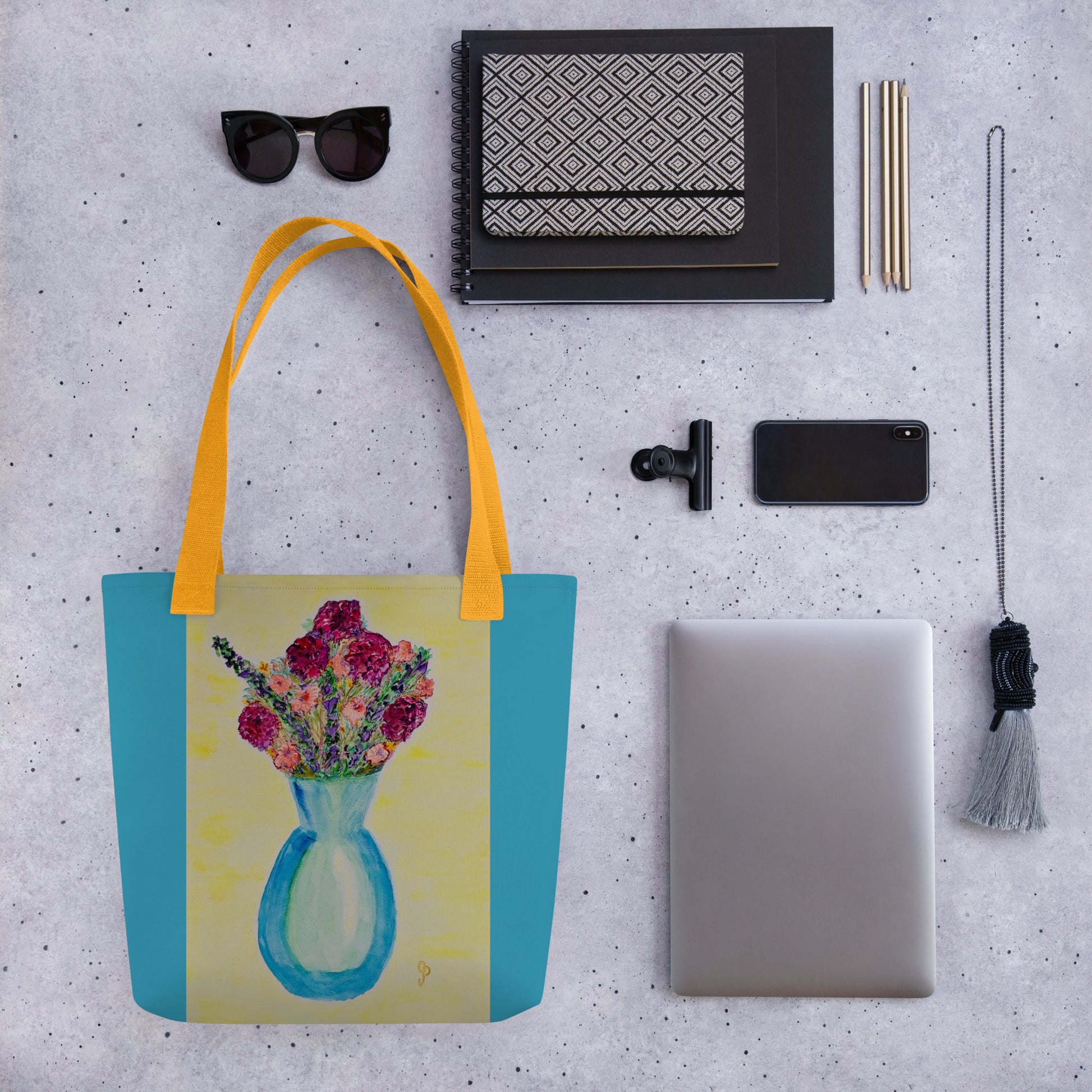 Tote bag with original watercolor artwork, featuring a spacious interior, sturdy straps, and lightweight design—perfect for travel, overnight stays, or stylish carry-on use.