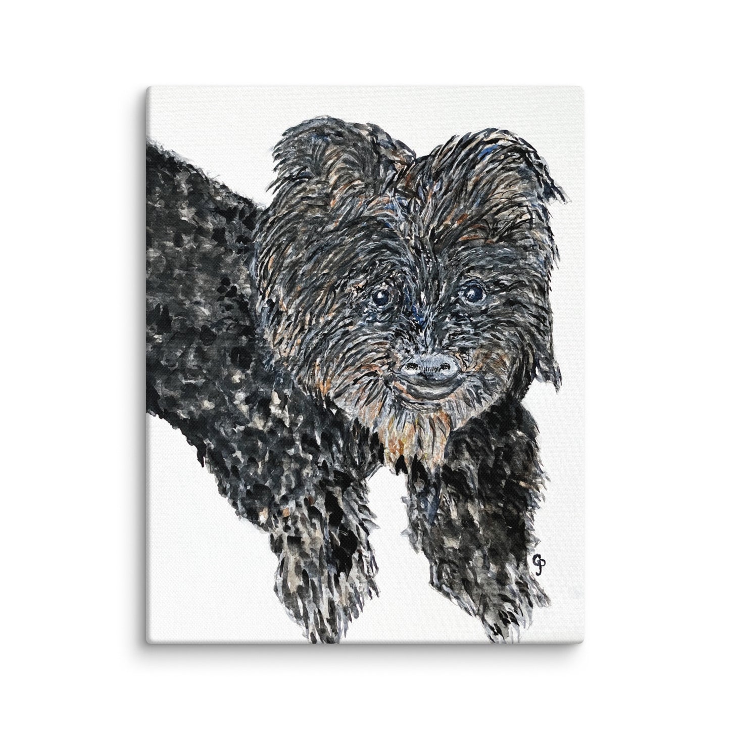 Canvas print of a black and brown dog on a white background