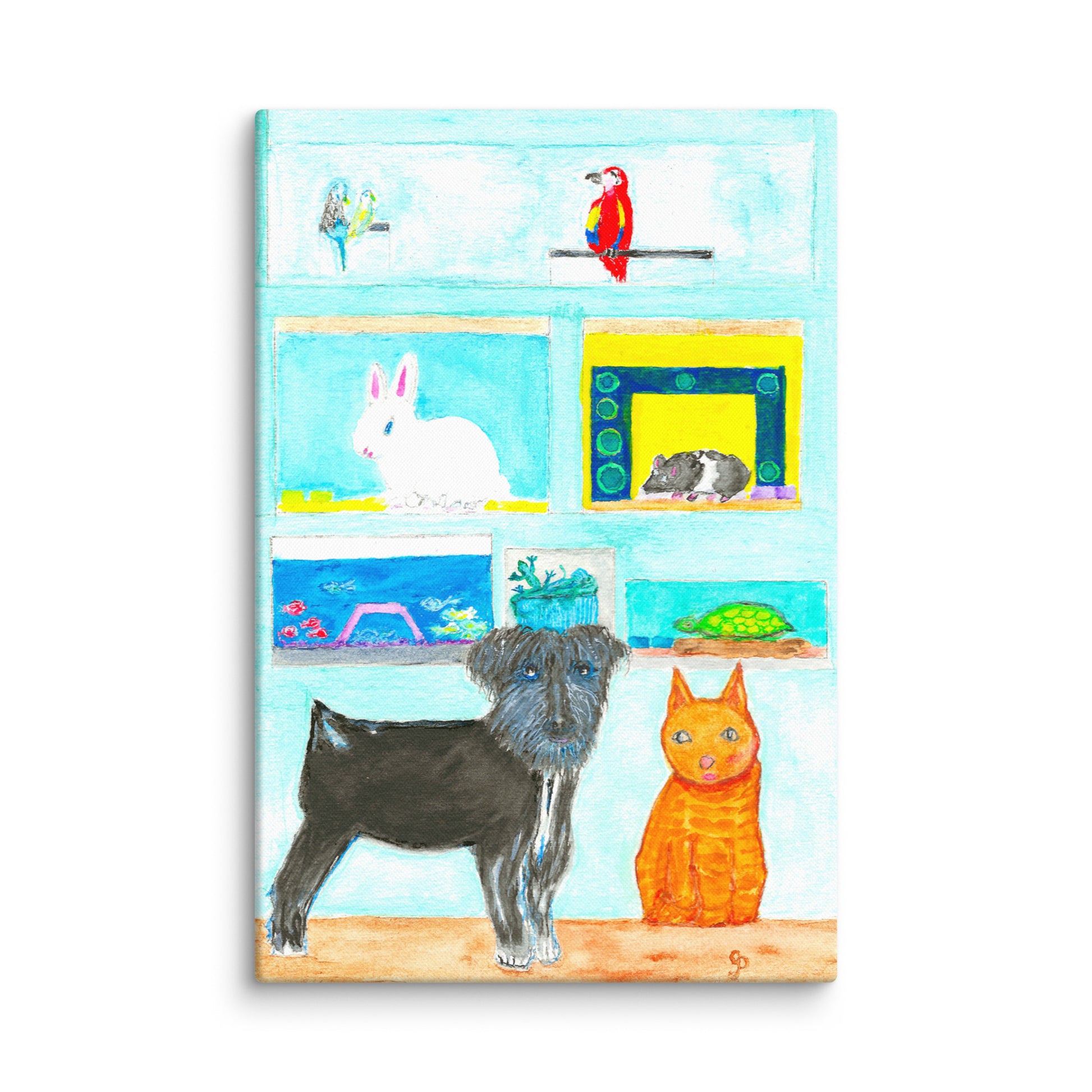 Original canvas wall art featuring watercolor art design, perfect for home decor, gallery walls, or office spaces—high-quality artwork that adds color, character, and creativity to any room.