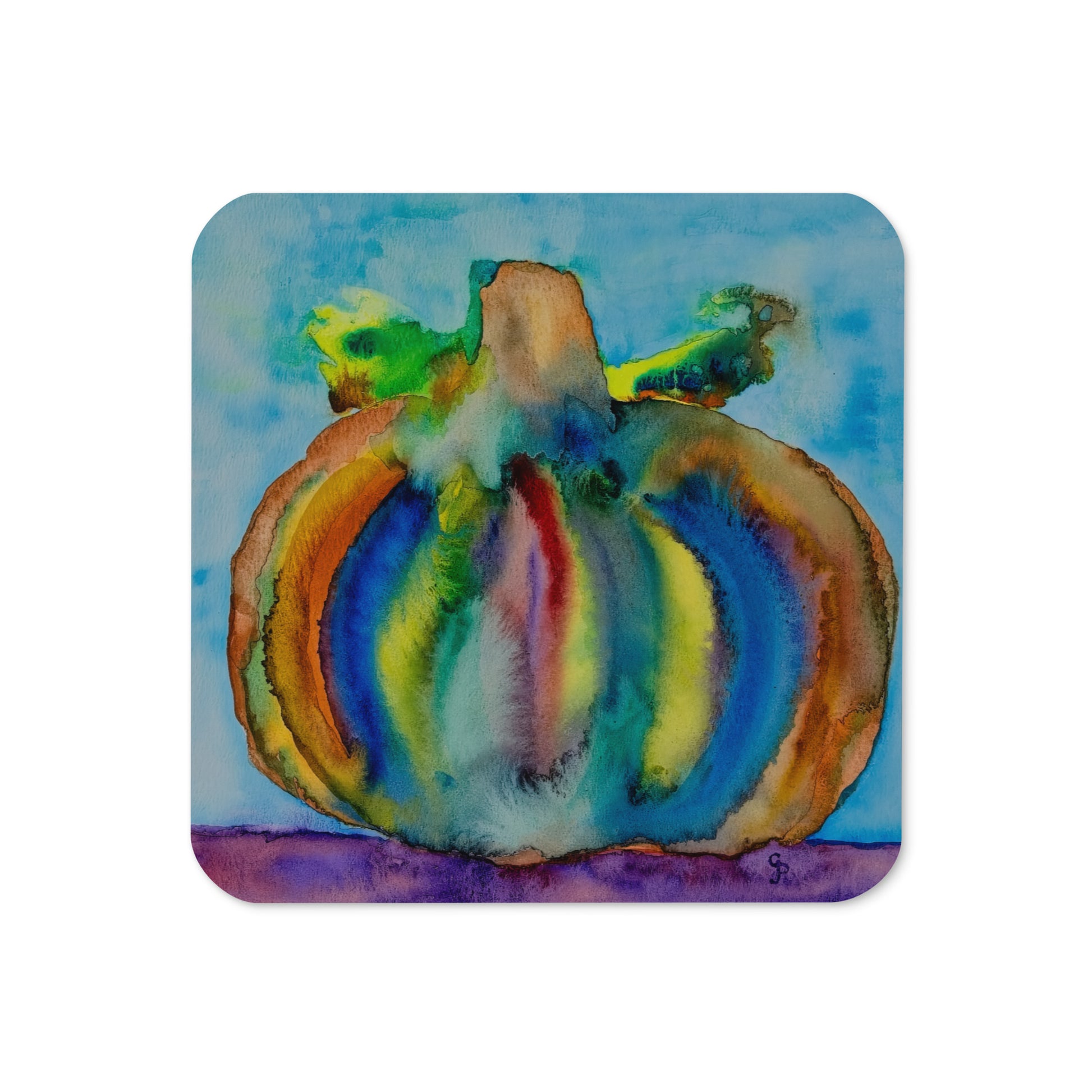 Cork-back coaster featuring original artwork—durable, heat-resistant, and non-slip; perfect for protecting tables while adding an artistic and stylish touch to home or office décor.