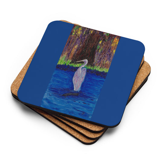 Cork-back coaster featuring original artwork—durable, heat-resistant, and non-slip; perfect for protecting tables while adding an artistic and stylish touch to home or office décor.