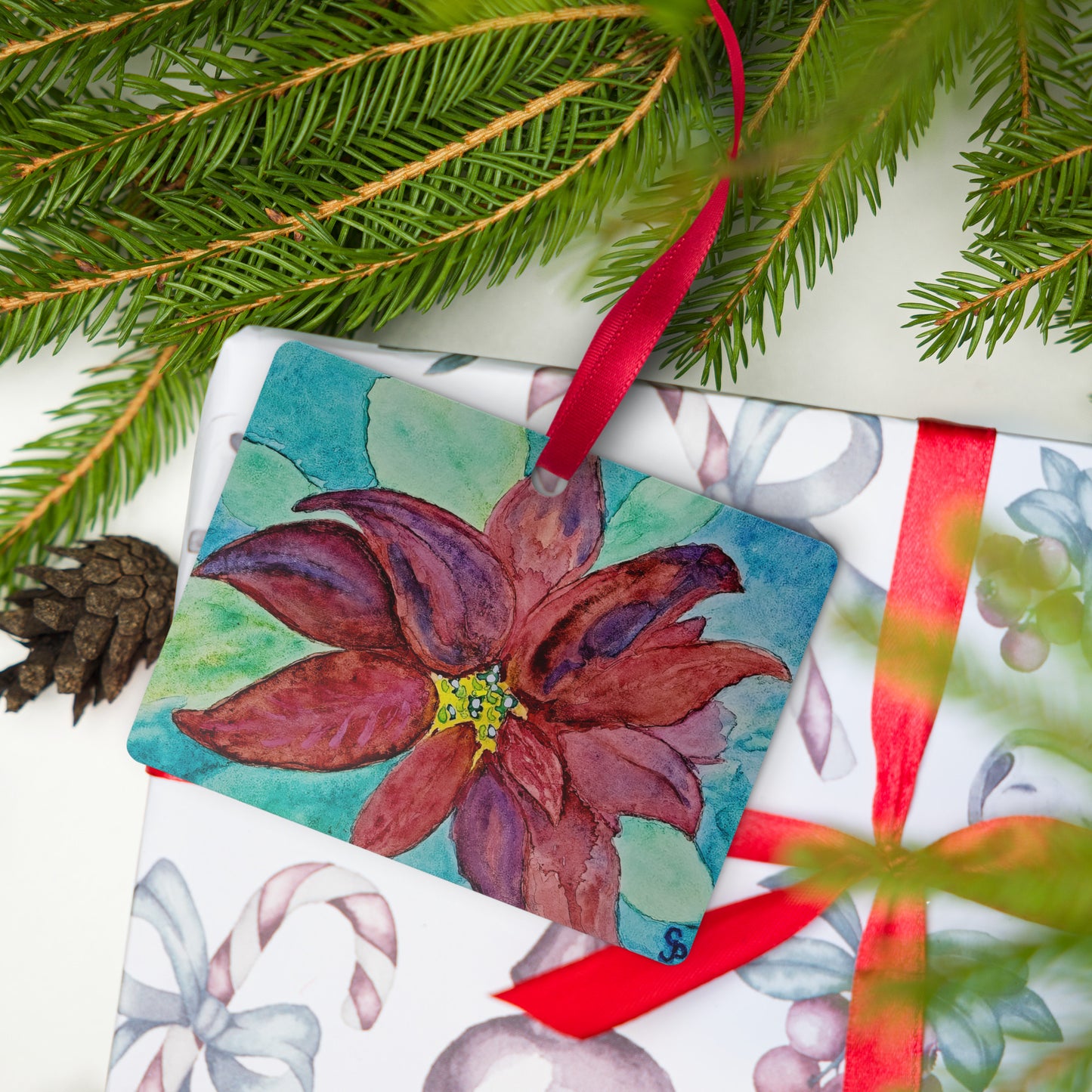 Holiday ornament featuring original artwork, perfect for Christmas trees, seasonal decor, or gift giving—high-quality, artist-designed keepsake to add charm and personality to your celebrations.