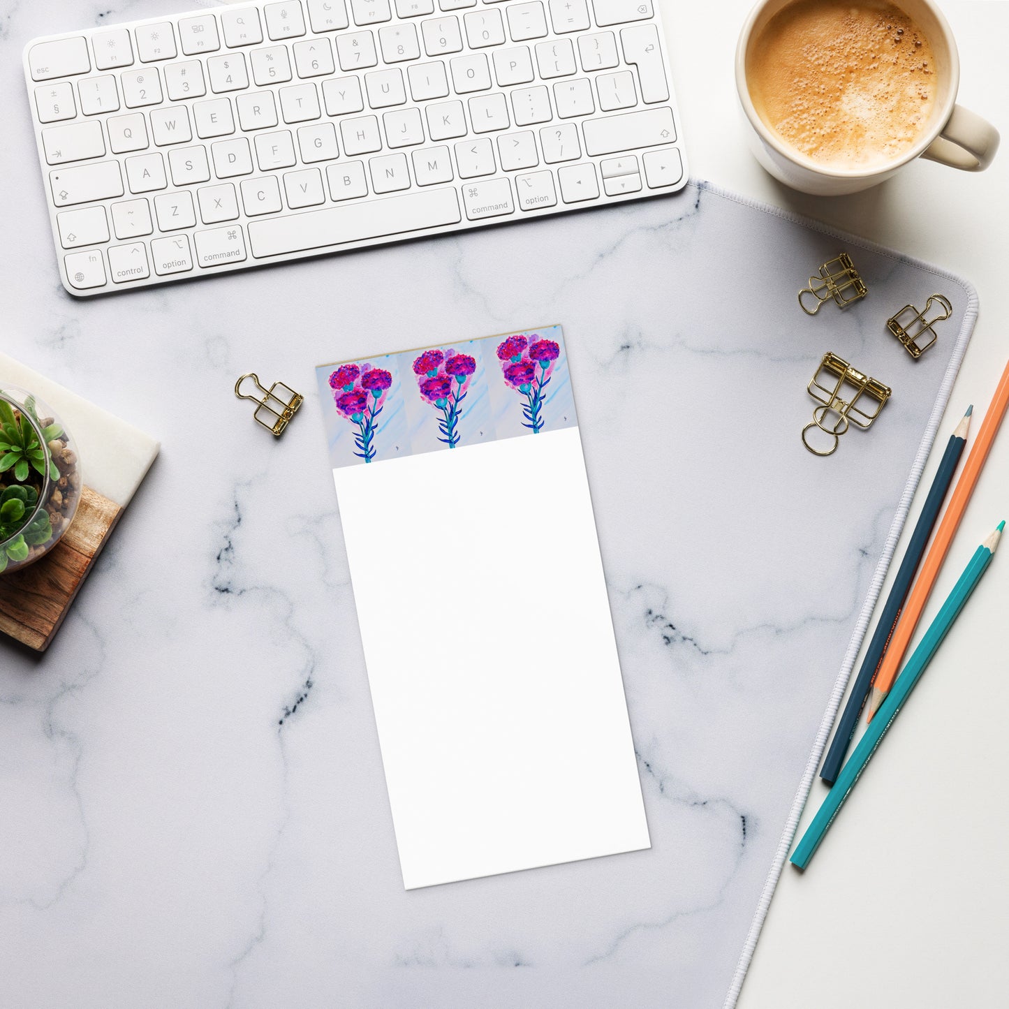 Artist-designed notepad featuring original artwork on each page—perfect for to-do lists, daily notes, or gift giving; compact, stylish, and ideal for home, office, or school use.