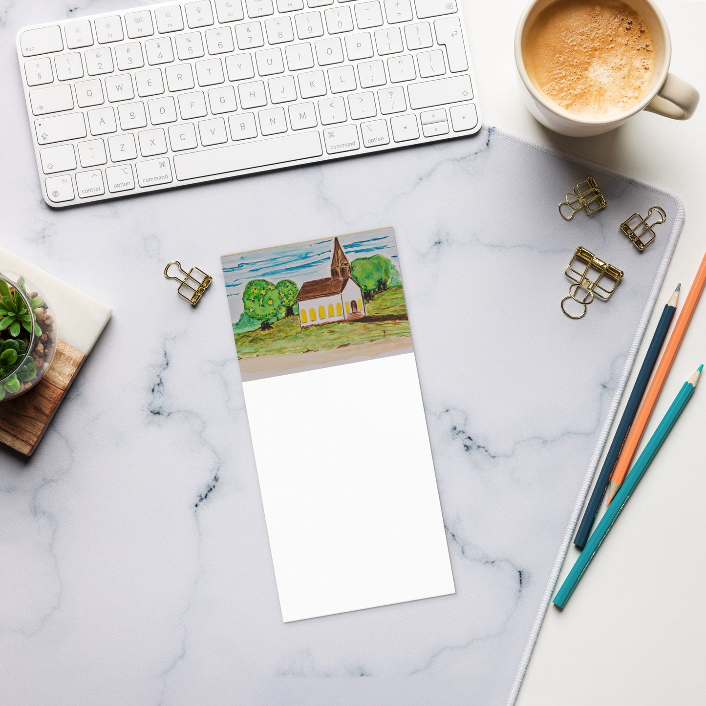 Artist-designed notepad featuring original artwork on each page—perfect for to-do lists, daily notes, or gift giving; compact, stylish, and ideal for home, office, or school use.