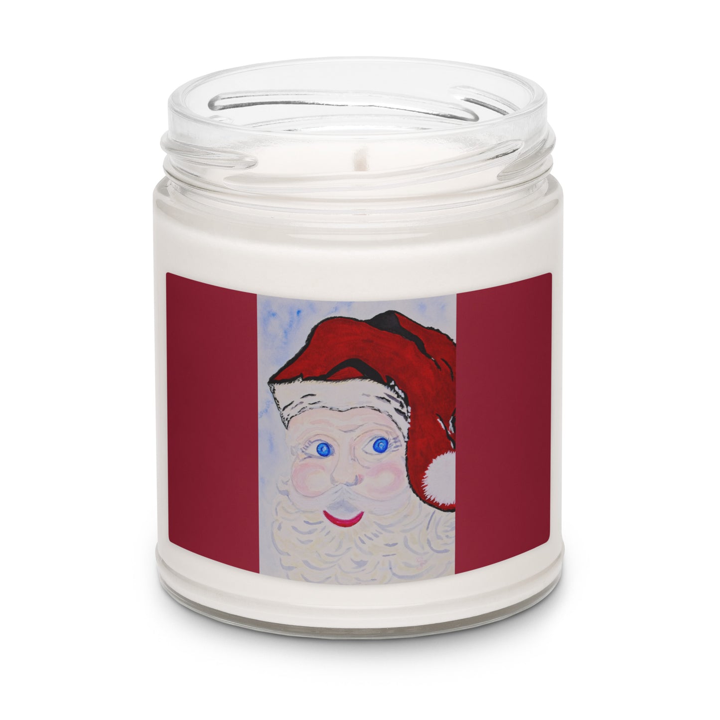 Scented soy candle featuring original artwork on the label—eco-friendly, long-burning, and perfect for home décor, relaxation, or gifting with a natural, clean fragrance.