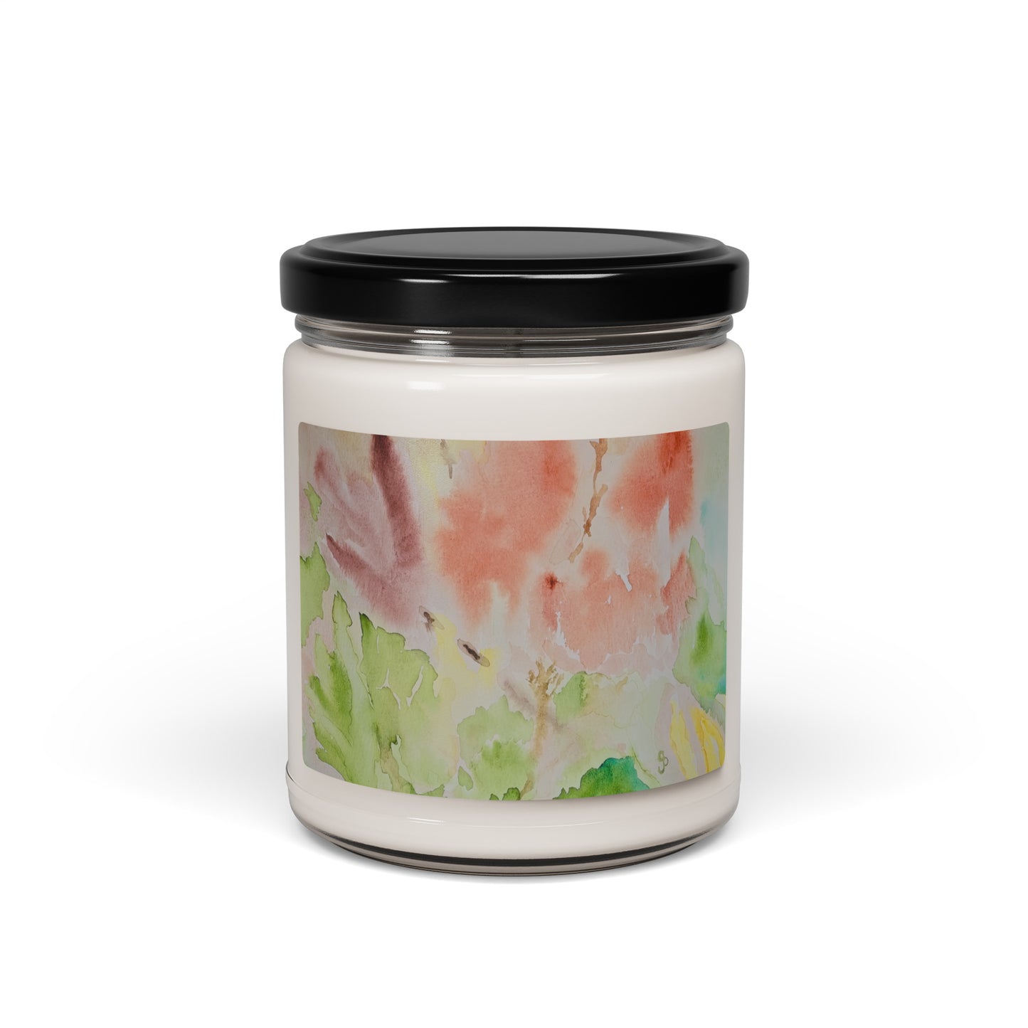 Scented soy candle featuring original artwork on the label—eco-friendly, long-burning, and perfect for home décor, relaxation, or gifting with a natural, clean fragrance.