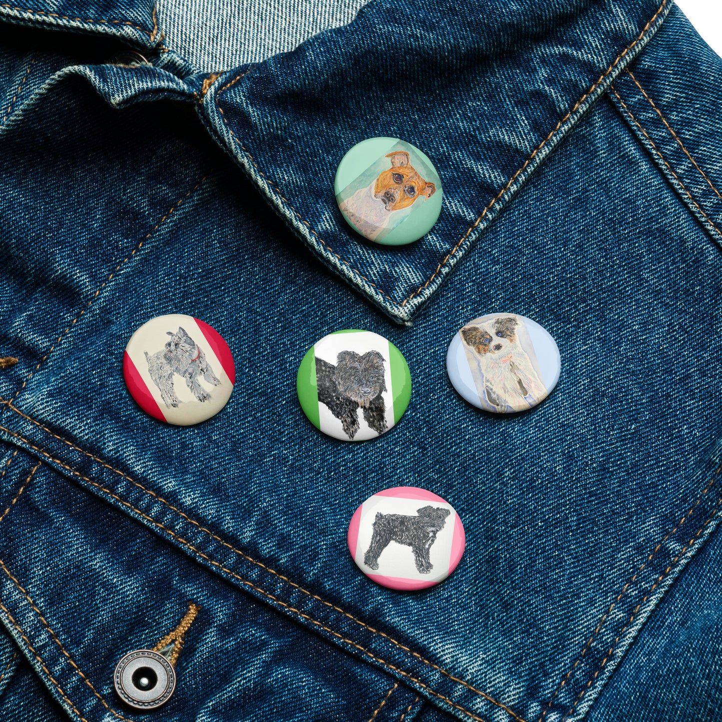 Set of pin buttons featuring original artwork—vibrant, durable, and perfect for accessorizing jackets, backpacks, hats, or gifts; ideal for collectors, art lovers, and creative self-expression.
