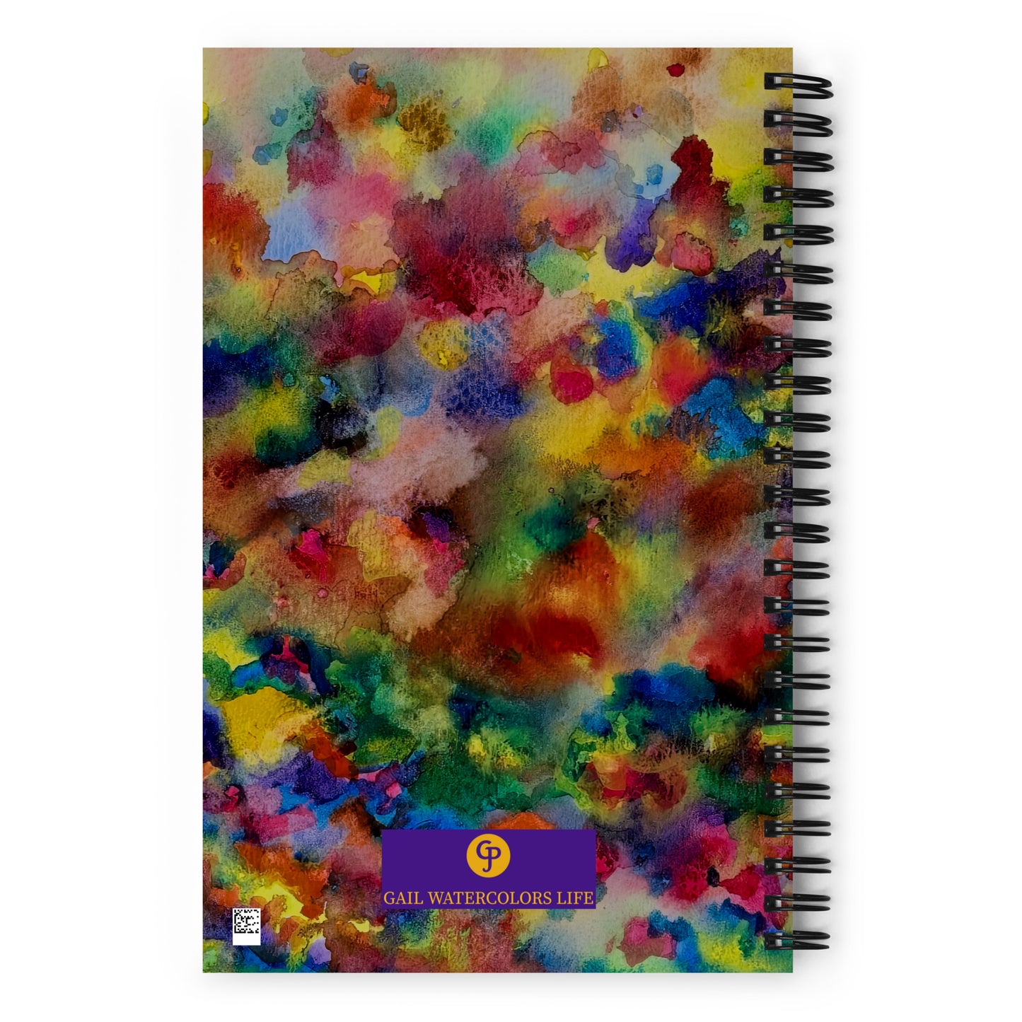 Notebook with a colorful watercolor design on the cover