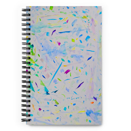 Notebook with a colorful abstract design on a white background