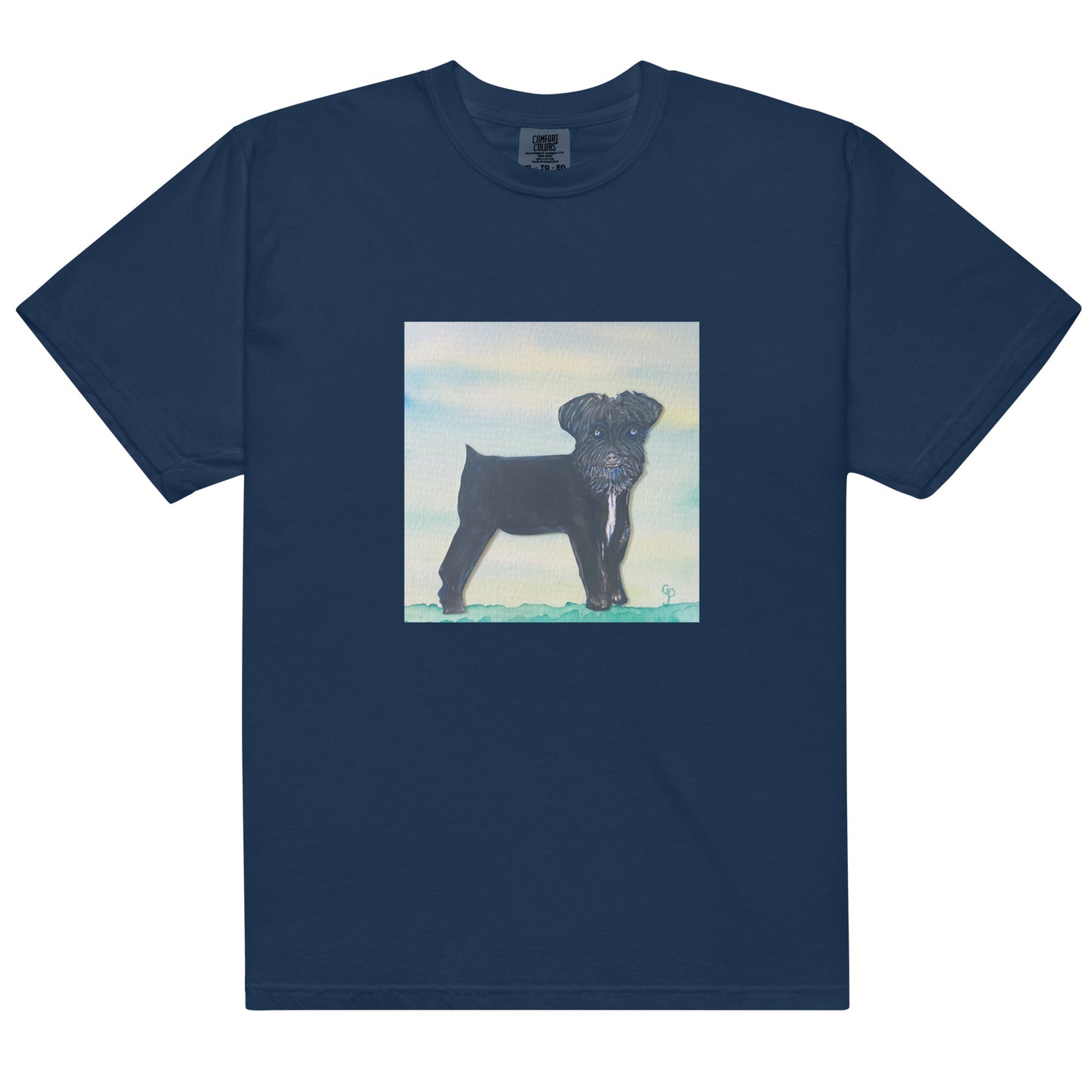 Comfort Colors short sleeve t-shirt featuring original artwork of a Schnauzer—garment-dyed for a soft, lived-in feel; relaxed fit, durable cotton fabric, and perfect for casual wear, art lovers, or gifting.