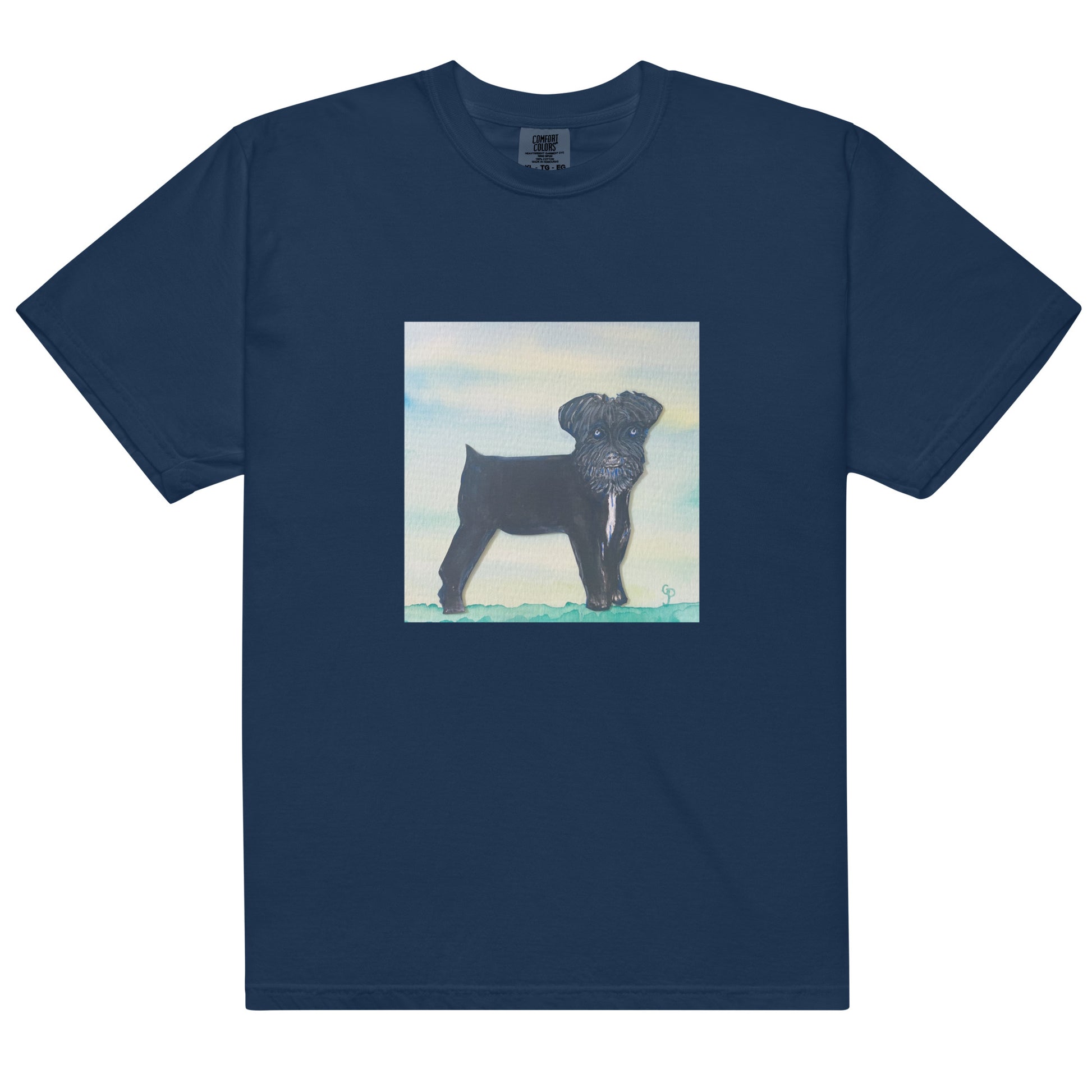 Comfort Colors short sleeve t-shirt featuring original artwork of a Schnauzer—garment-dyed for a soft, lived-in feel; relaxed fit, durable cotton fabric, and perfect for casual wear, art lovers, or gifting.