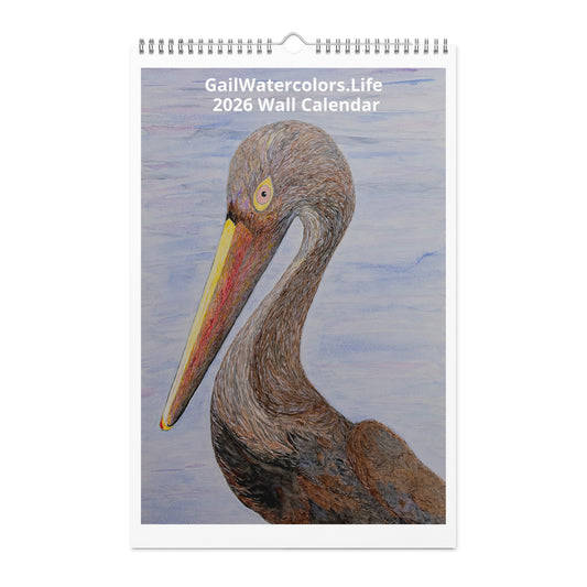 Watercolor art wall calendar featuring original paintings, showcasing vibrant seasonal artwork for each month, printed on high-quality paper for home or office décor.