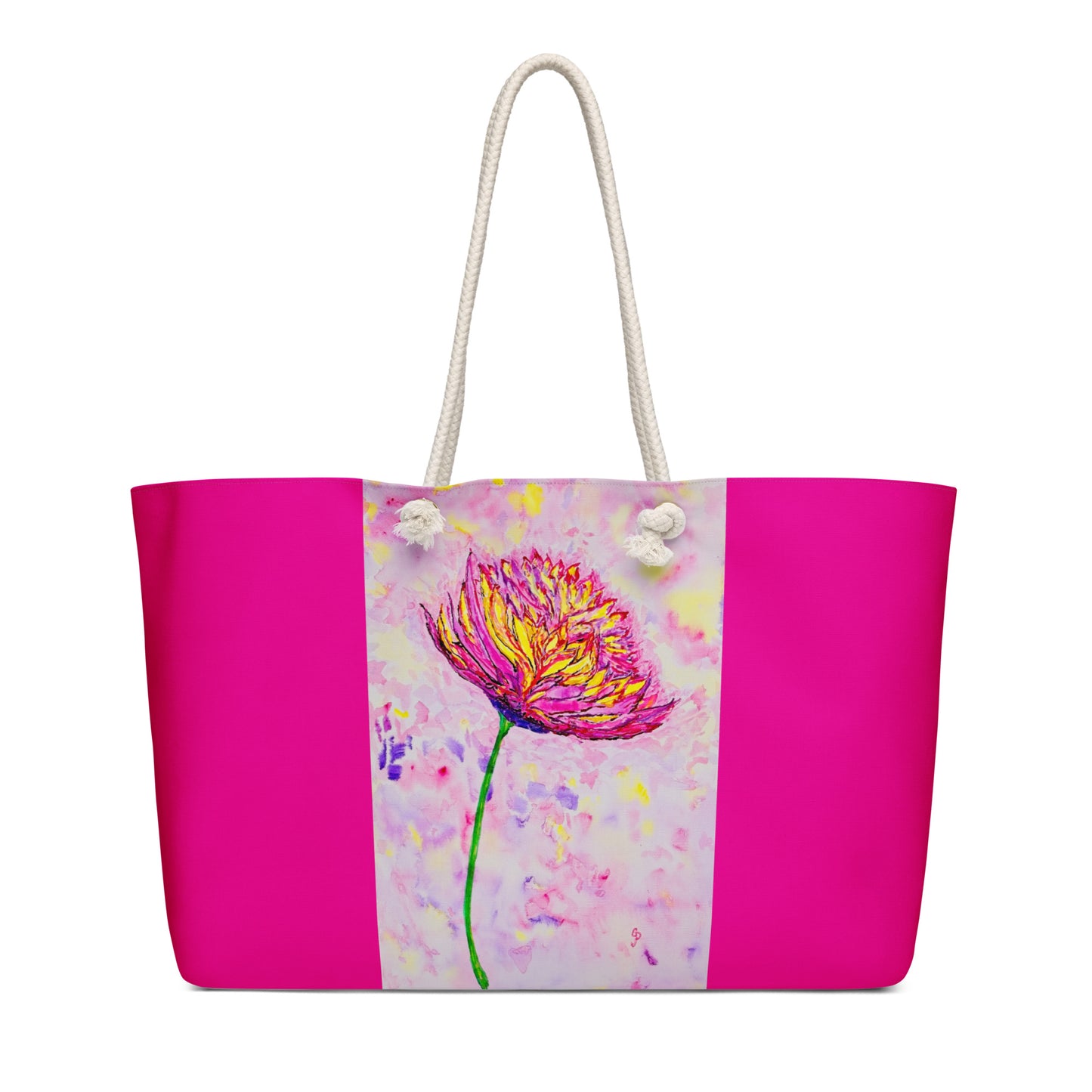 Tote bag with a pink flower design