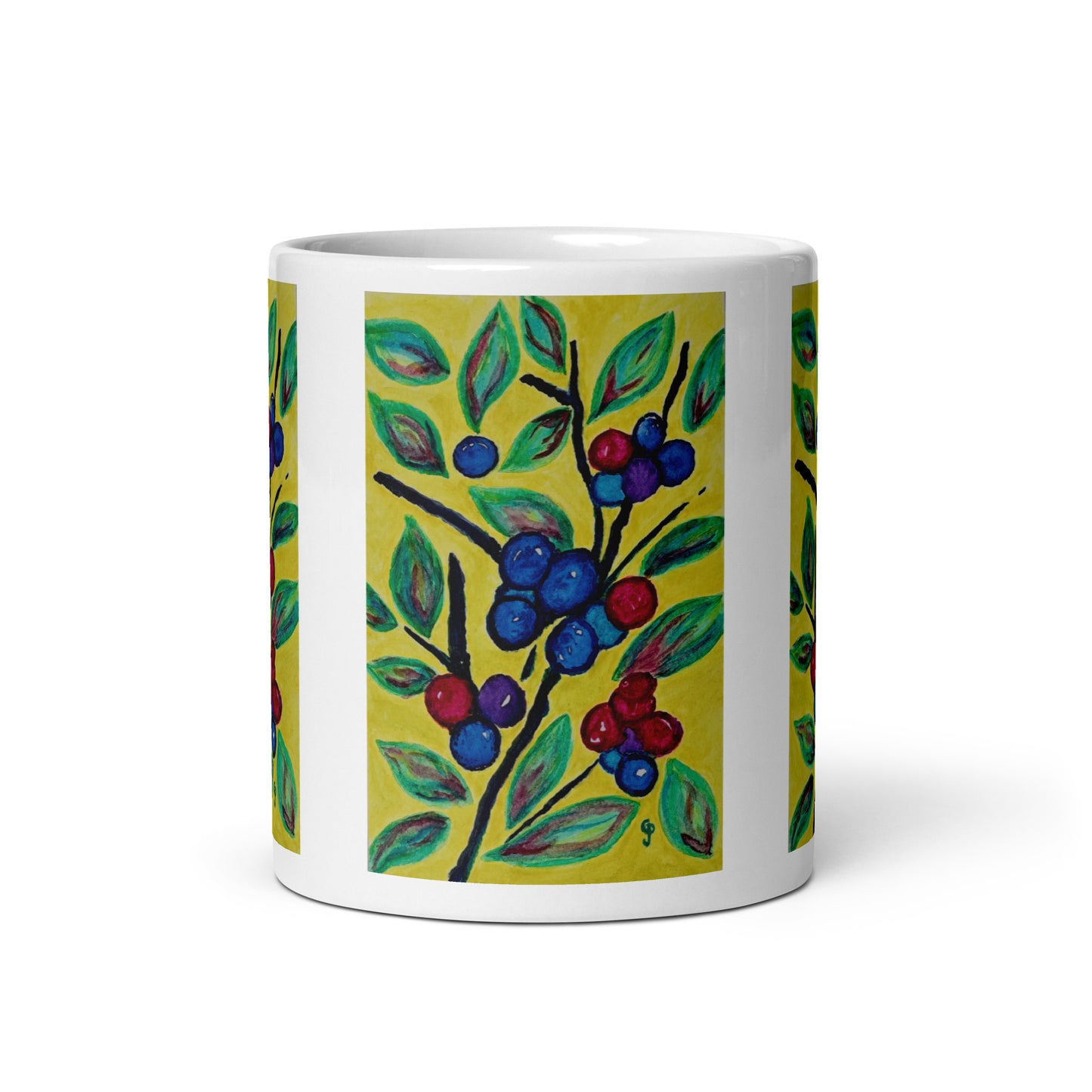 Ceramic mug featuring original artwork, perfect for coffee, tea, or hot cocoa—microwave and dishwasher safe, ideal for daily use, gifting, or adding artistic charm to your kitchen.
