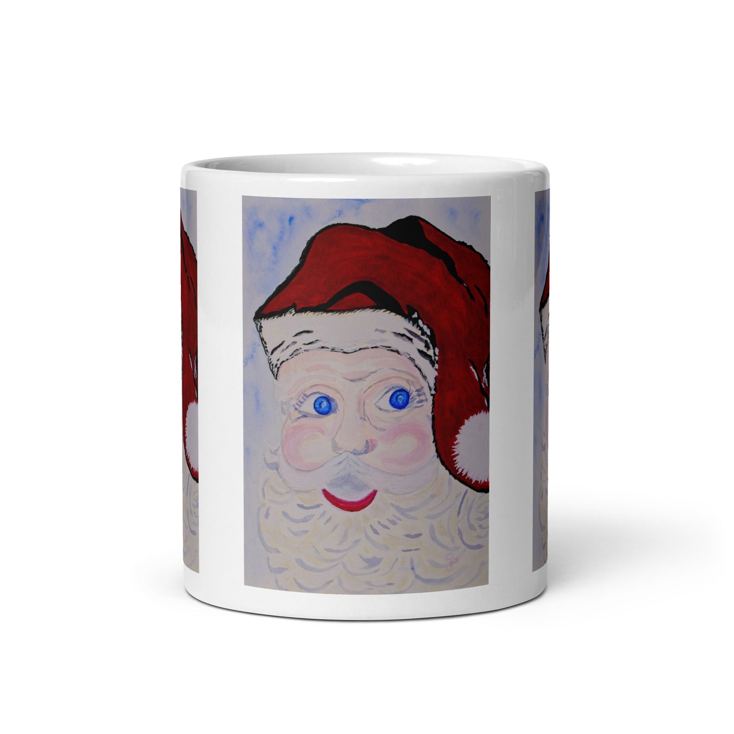 Mug with a watercolor painting of Santa Claus