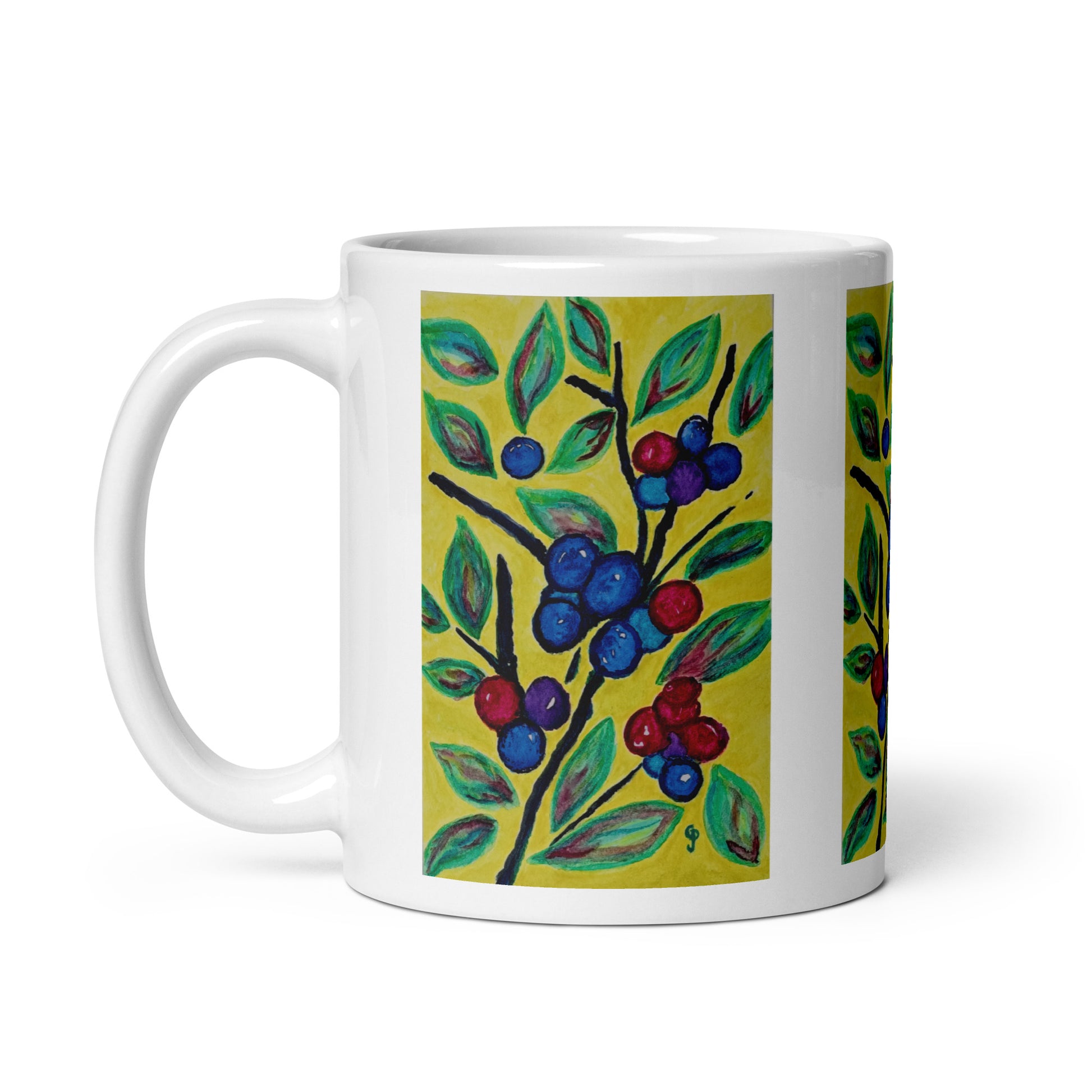 Ceramic mug featuring original artwork, perfect for coffee, tea, or hot cocoa—microwave and dishwasher safe, ideal for daily use, gifting, or adding artistic charm to your kitchen.
