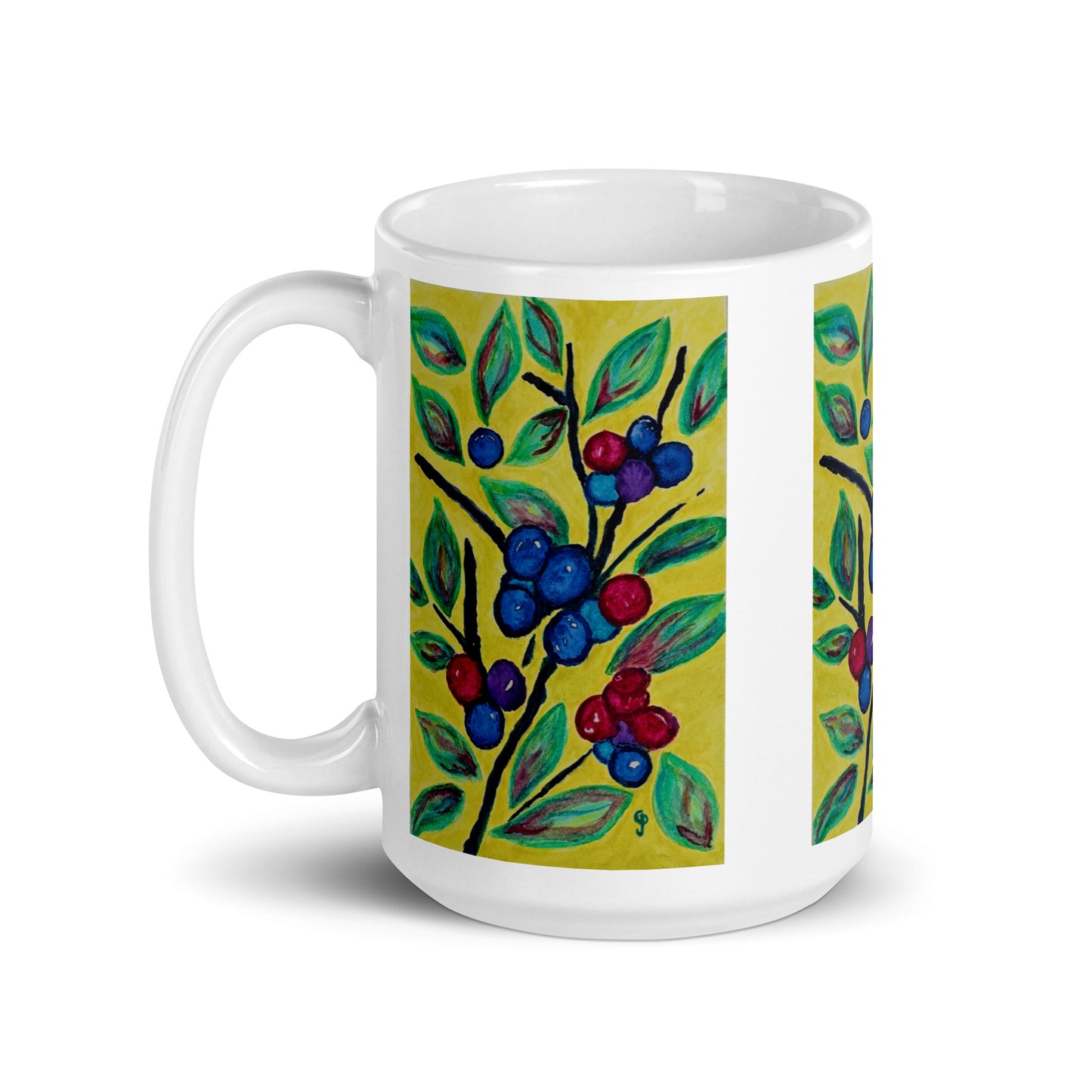 Ceramic mug featuring original artwork, perfect for coffee, tea, or hot cocoa—microwave and dishwasher safe, ideal for daily use, gifting, or adding artistic charm to your kitchen.
