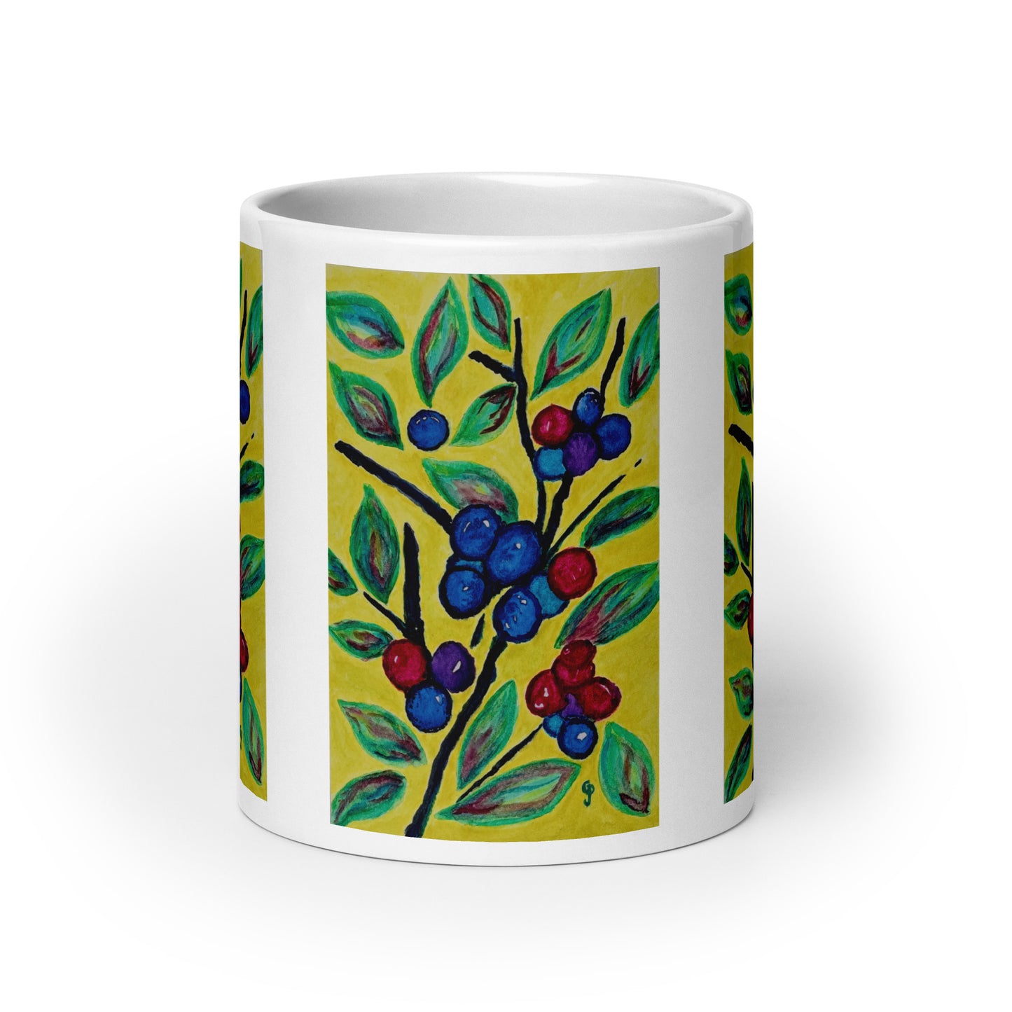 Blueberry Bush Mug in White