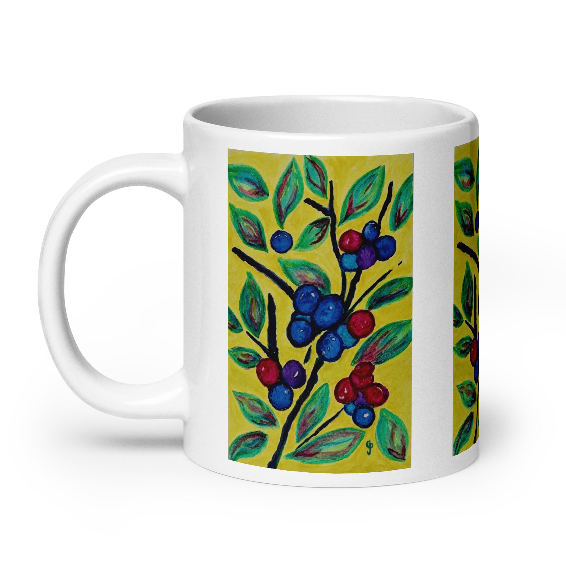 Ceramic mug featuring original artwork, perfect for coffee, tea, or hot cocoa—microwave and dishwasher safe, ideal for daily use, gifting, or adding artistic charm to your kitchen.