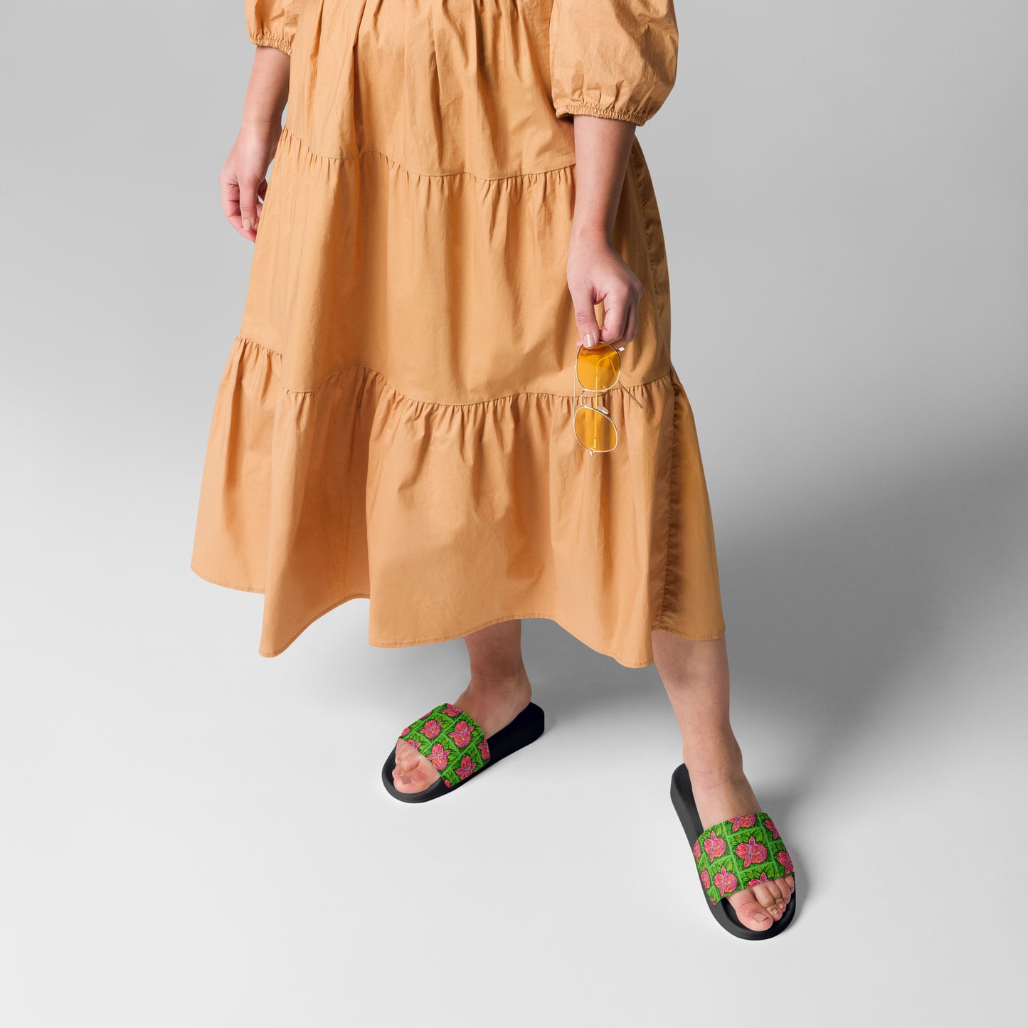 Stylish slides featuring original artwork, designed for comfort and everyday wear—unique artistic shoes perfect for casual outfits, street style, or creative fashion lovers.