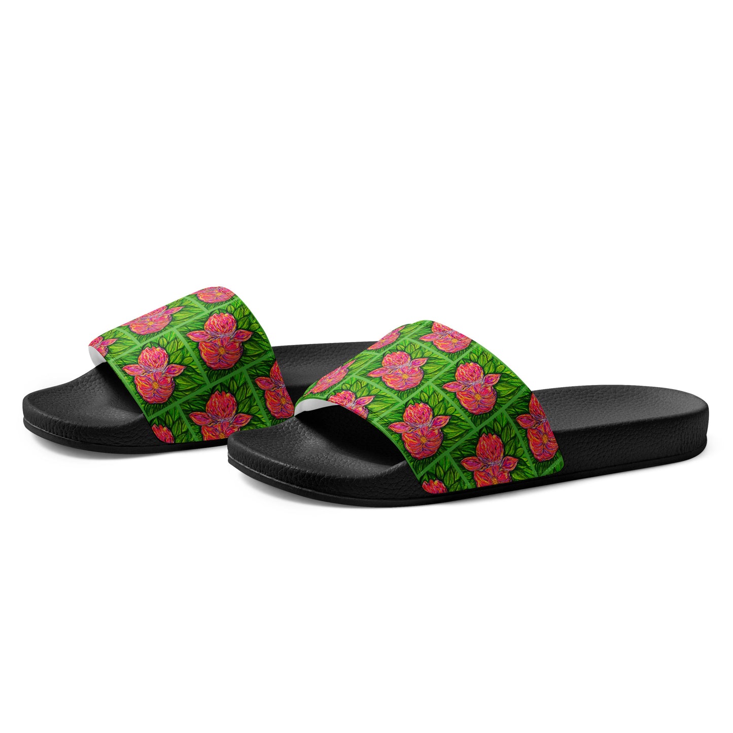 Stylish slides featuring original artwork, designed for comfort and everyday wear—unique artistic shoes perfect for casual outfits, street style, or creative fashion lovers.