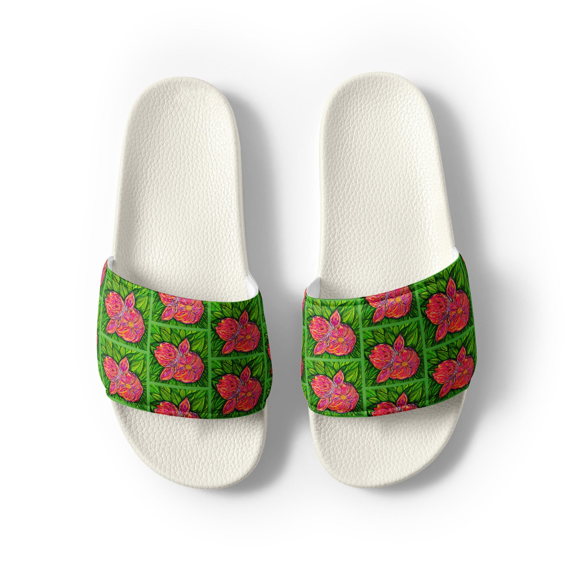 Stylish slides featuring original artwork, designed for comfort and everyday wear—unique artistic shoes perfect for casual outfits, street style, or creative fashion lovers.