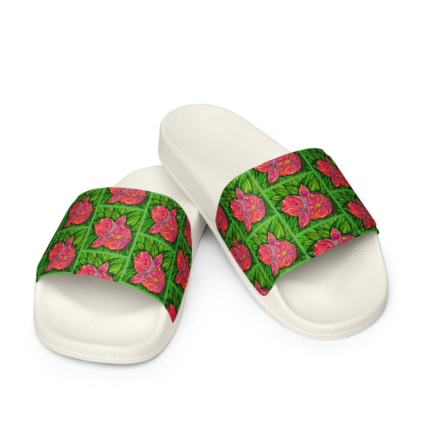 Stylish slides featuring original artwork, designed for comfort and everyday wear—unique artistic shoes perfect for casual outfits, street style, or creative fashion lovers.