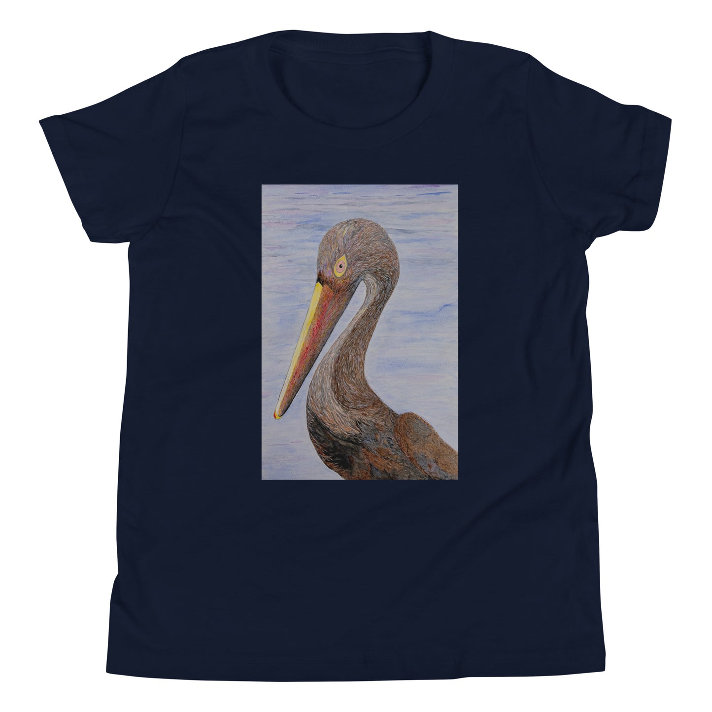 Navy blue t-shirt with a Louisiana pelican design on a white background