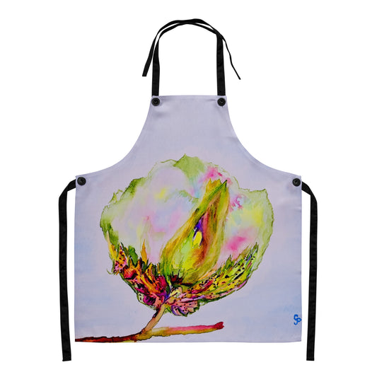 Colorful apron with a floral design on a white background