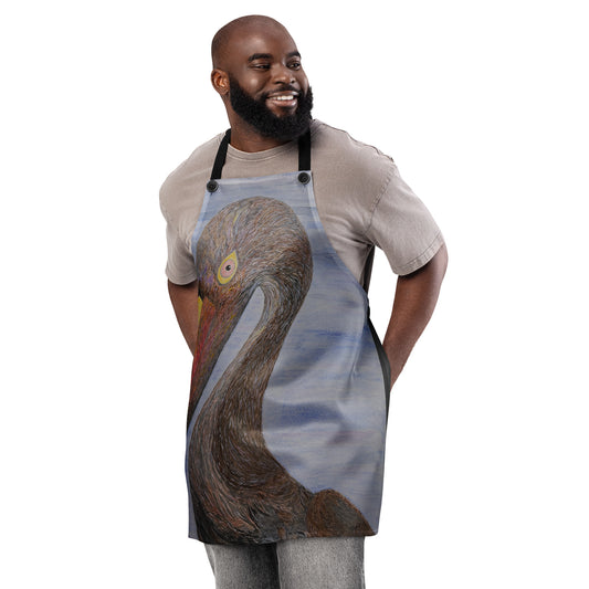Durable kitchen apron featuring original artwork—adjustable fit with spacious front pockets, perfect for cooking, baking, grilling, or crafting in style; ideal for home chefs and creative gift ideas.