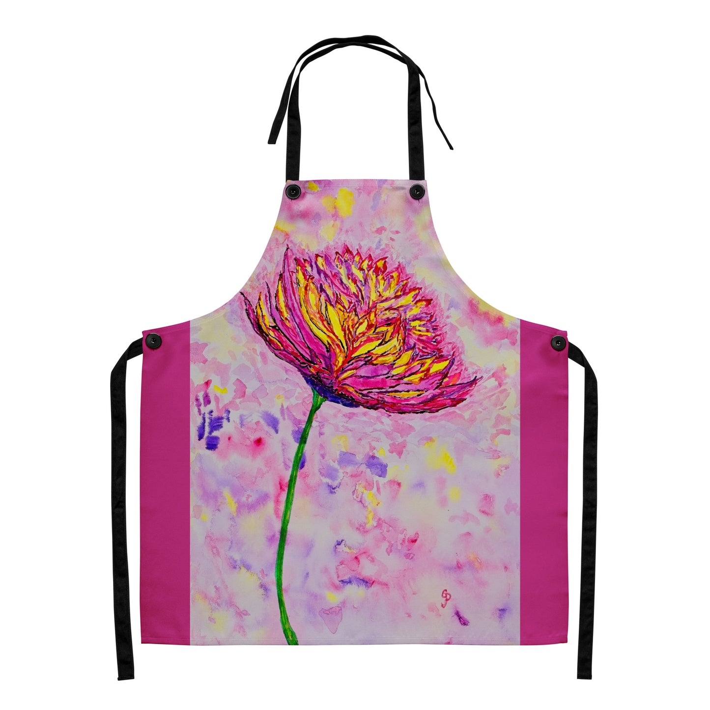 Durable kitchen apron featuring original artwork—adjustable fit with spacious front pockets, perfect for cooking, baking, grilling, or crafting in style; ideal for home chefs and creative gift ideas.