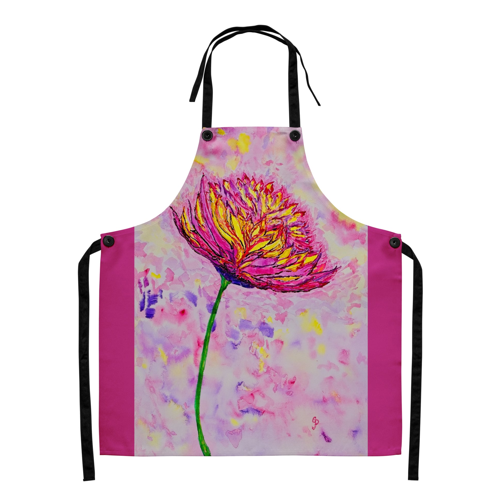 Durable kitchen apron featuring original artwork—adjustable fit with spacious front pockets, perfect for cooking, baking, grilling, or crafting in style; ideal for home chefs and creative gift ideas.