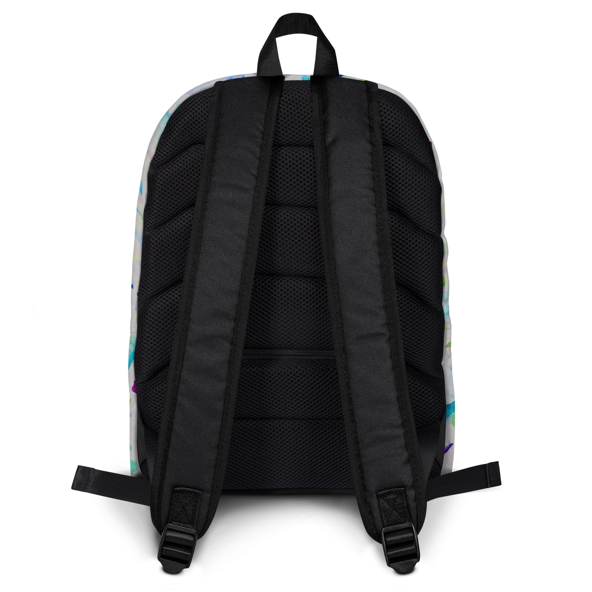 Stylish backpack featuring original artwork, with spacious compartments and durable construction—perfect for school, travel, work, or everyday use; combines function with artistic flair.
