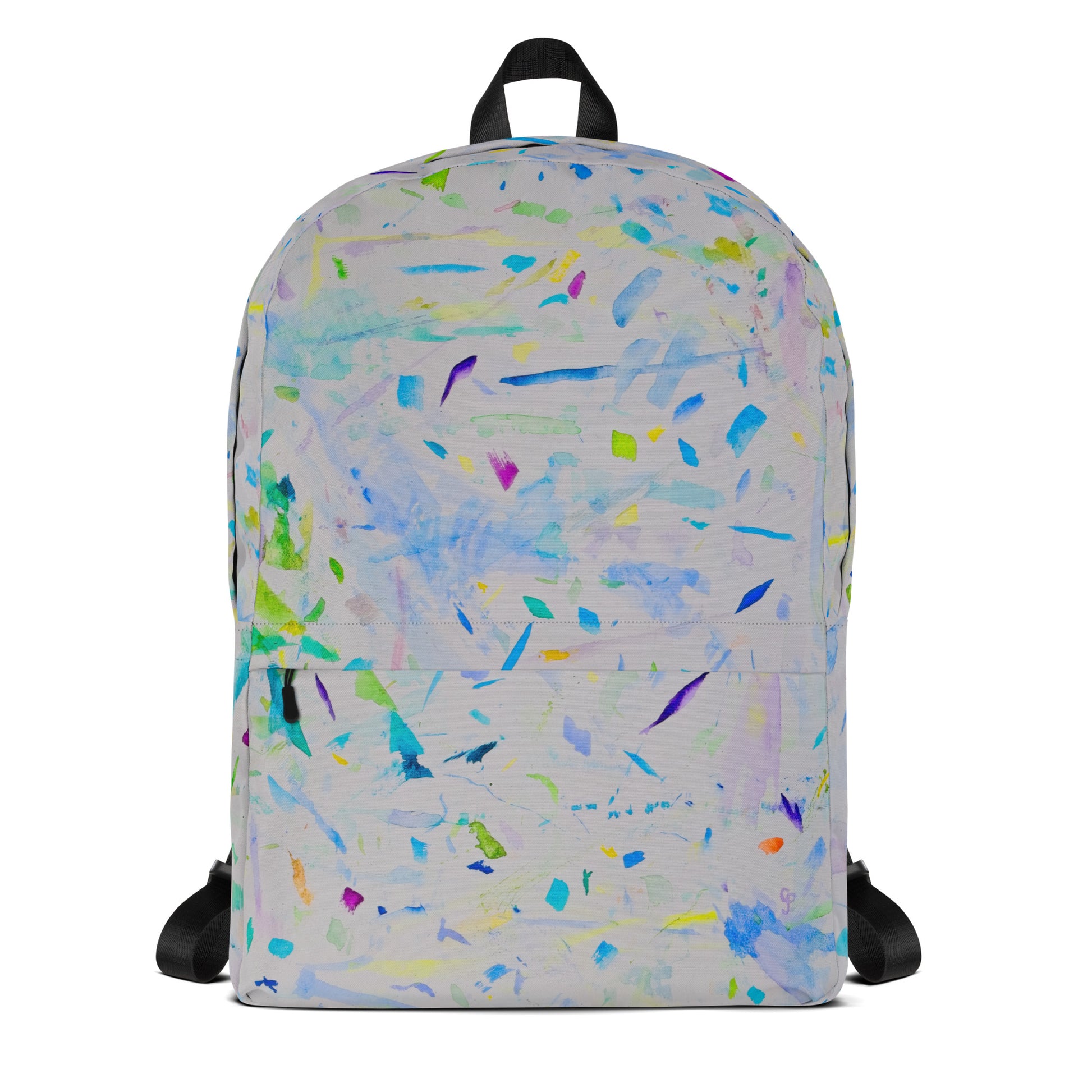 Stylish backpack featuring original artwork, with spacious compartments and durable construction—perfect for school, travel, work, or everyday use; combines function with artistic flair.