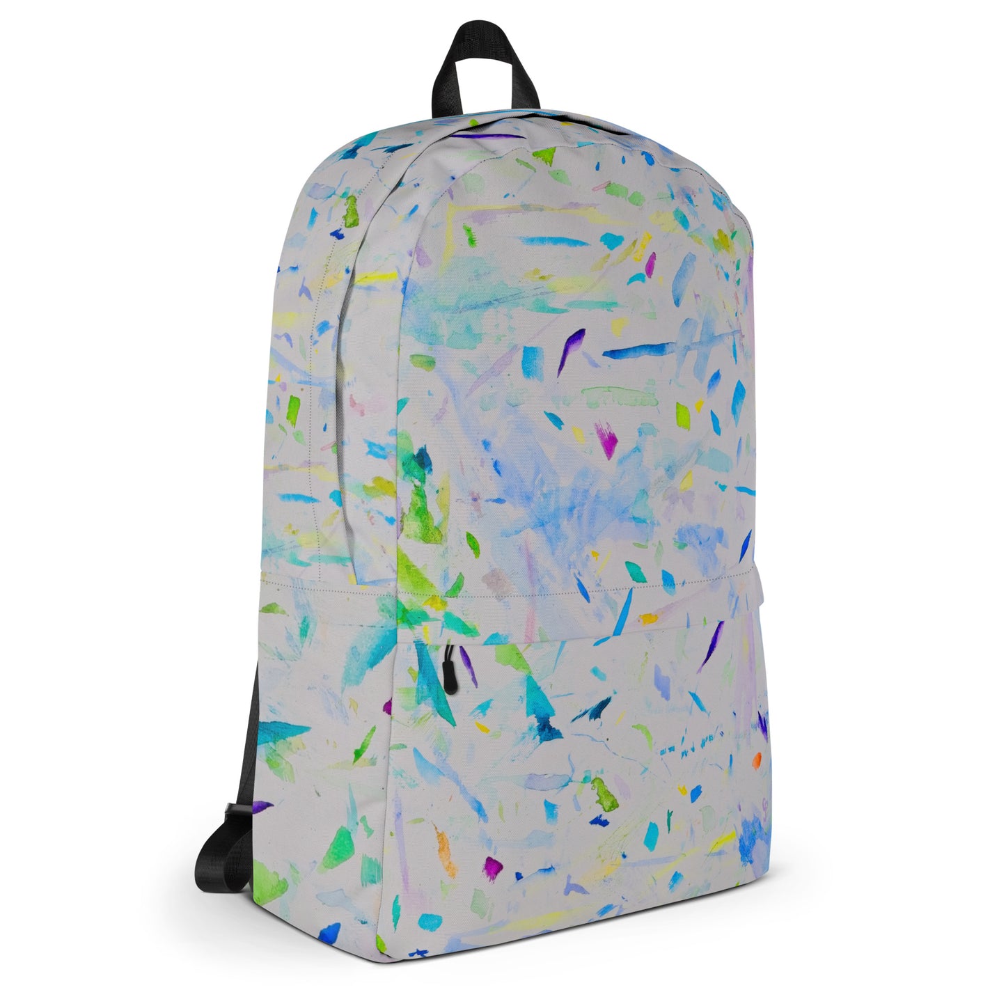 Stylish backpack featuring original artwork, with spacious compartments and durable construction—perfect for school, travel, work, or everyday use; combines function with artistic flair.