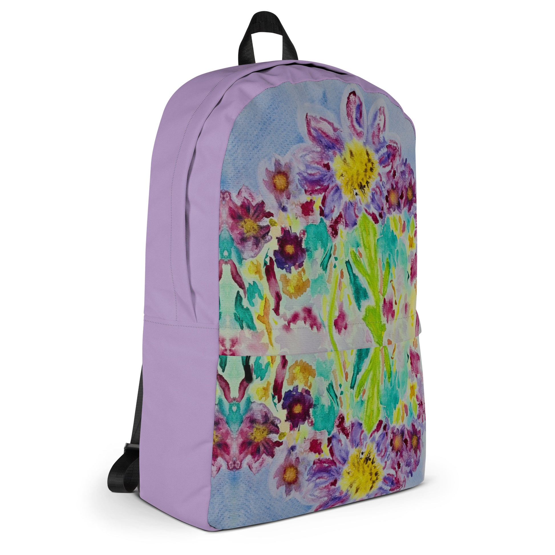 Stylish backpack featuring original artwork, with spacious compartments and durable construction—perfect for school, travel, work, or everyday use; combines function with artistic flair.