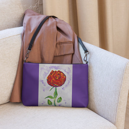 Stylish crossbody bag featuring original artwork—compact, lightweight, and designed for hands-free convenience; perfect for everyday use, travel, or festivals with artistic flair and functional storage.