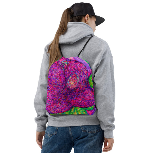 Lightweight drawstring bag featuring original artwork—perfect for gym, sports, travel, or daily errands; durable, compact, and stylish for art lovers on the go.