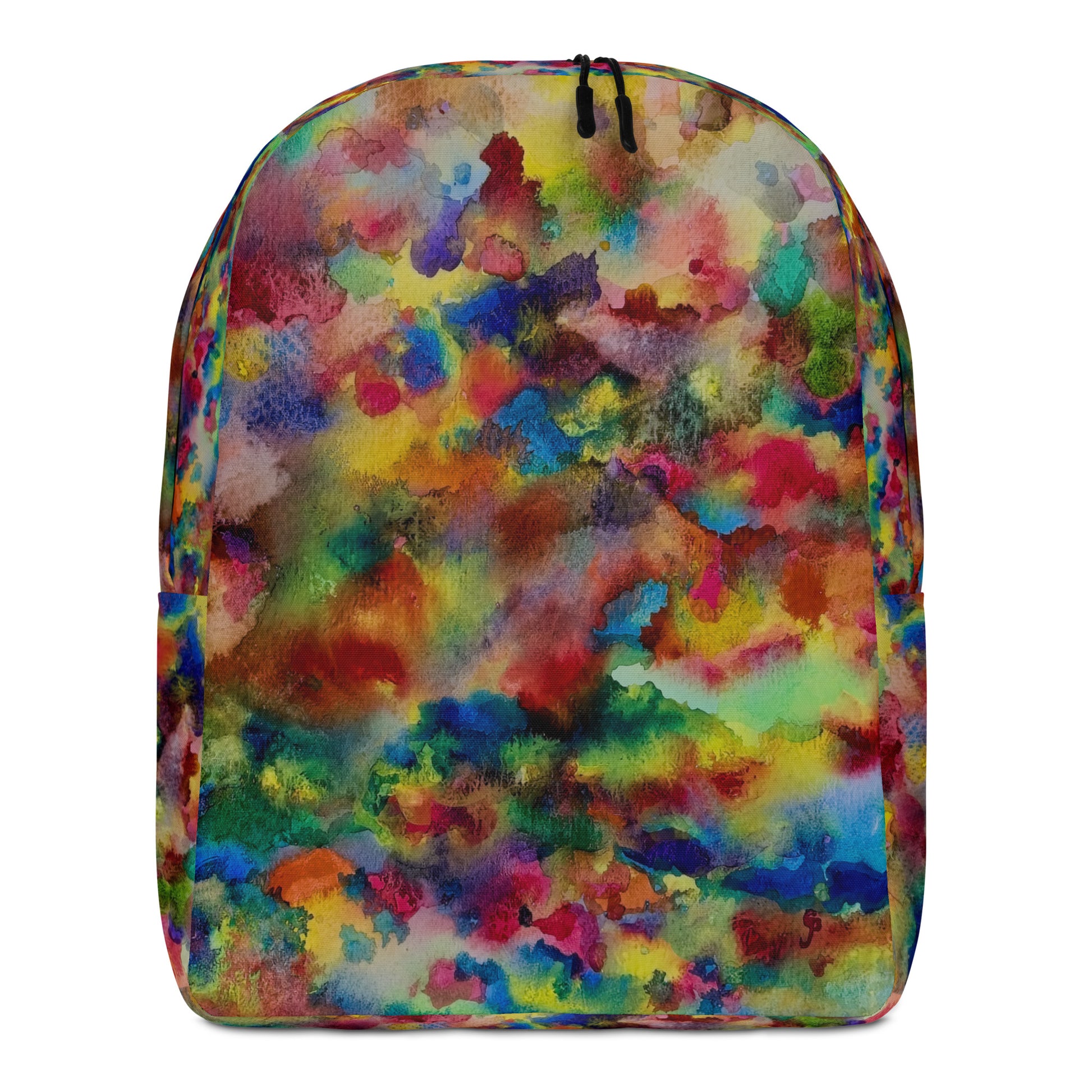 Multicolored watercolor backpack on a white background
