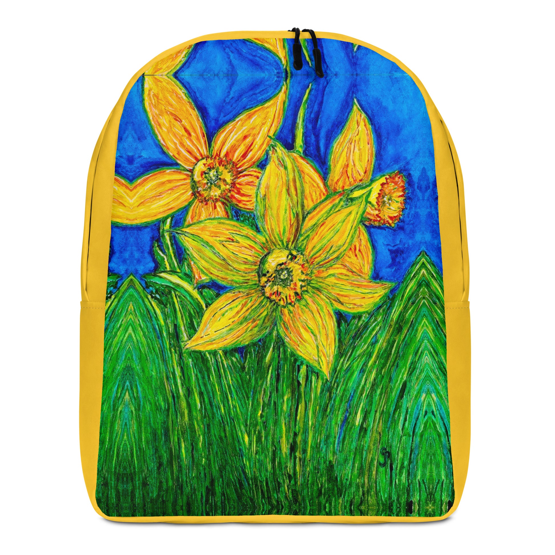Stylish backpack featuring original artwork, with spacious compartments and durable construction—perfect for school, travel, work, or everyday use; combines function with artistic flair.