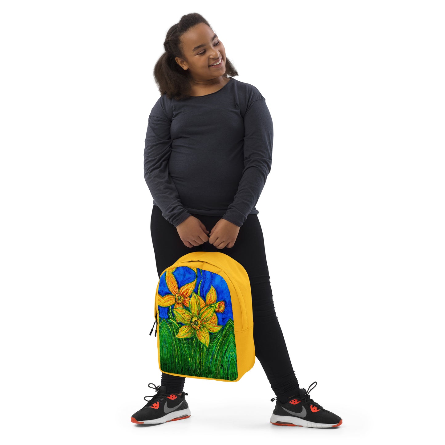 Stylish backpack featuring original artwork, with spacious compartments and durable construction—perfect for school, travel, work, or everyday use; combines function with artistic flair.